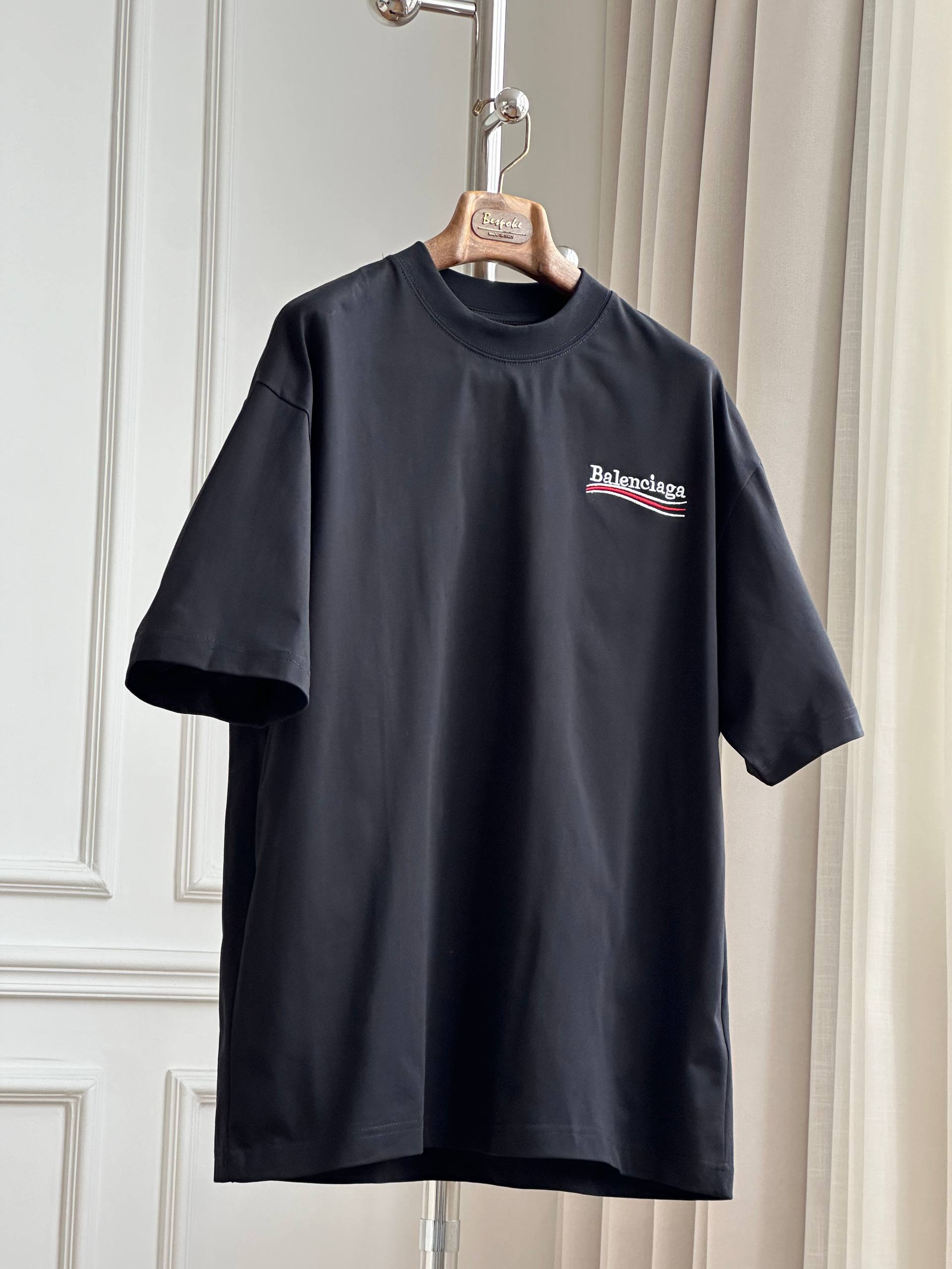 Balenciaga Wave Logo Embroidered Oversized T-Shirt
