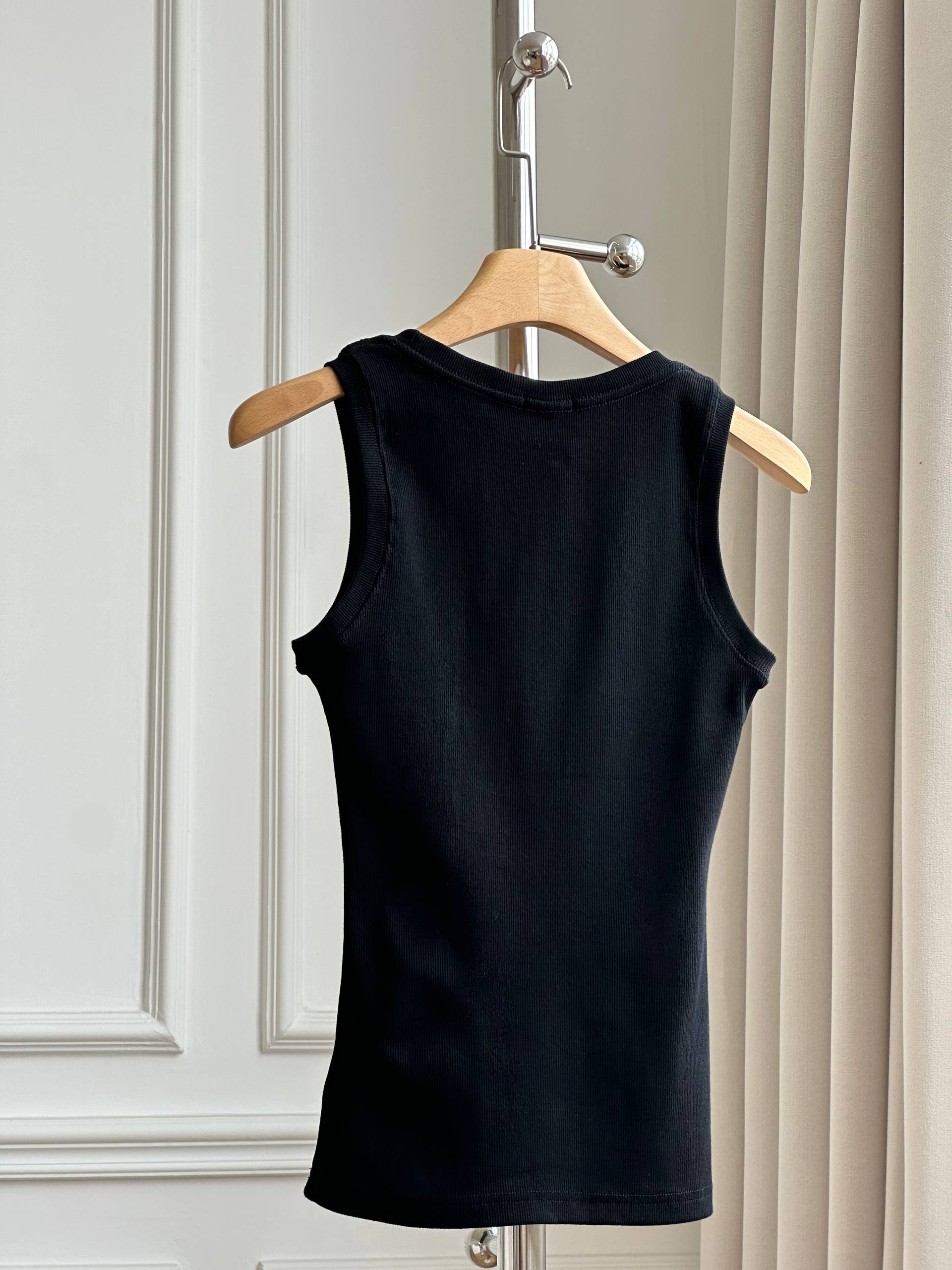 Celine Triomphe Logo Embroidered Ribbed Tank Top