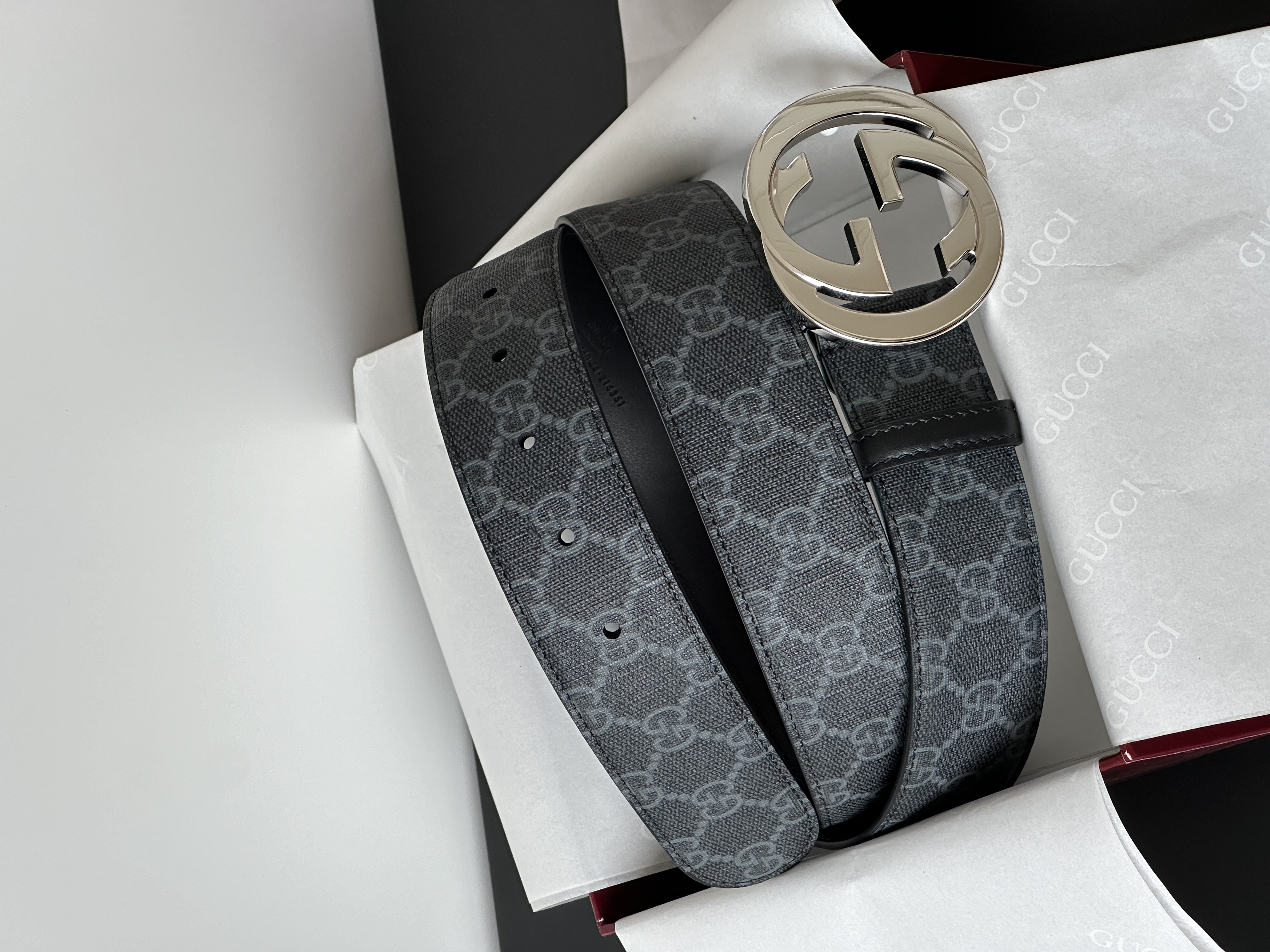 Gucci Interlocking G Buckle GG Supreme Canvas Belt (Men's)