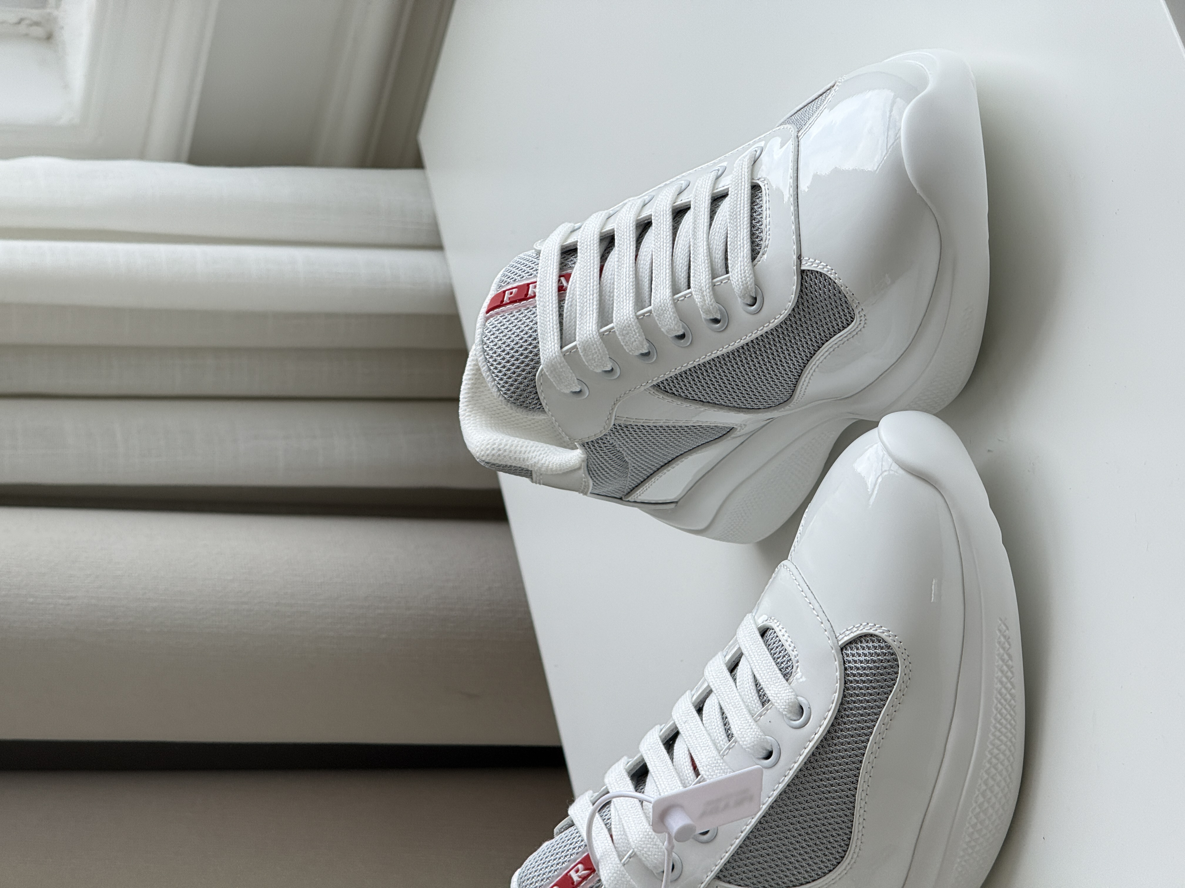Prada America’s Cup Patent Leather & Bike Fabric Sneakers