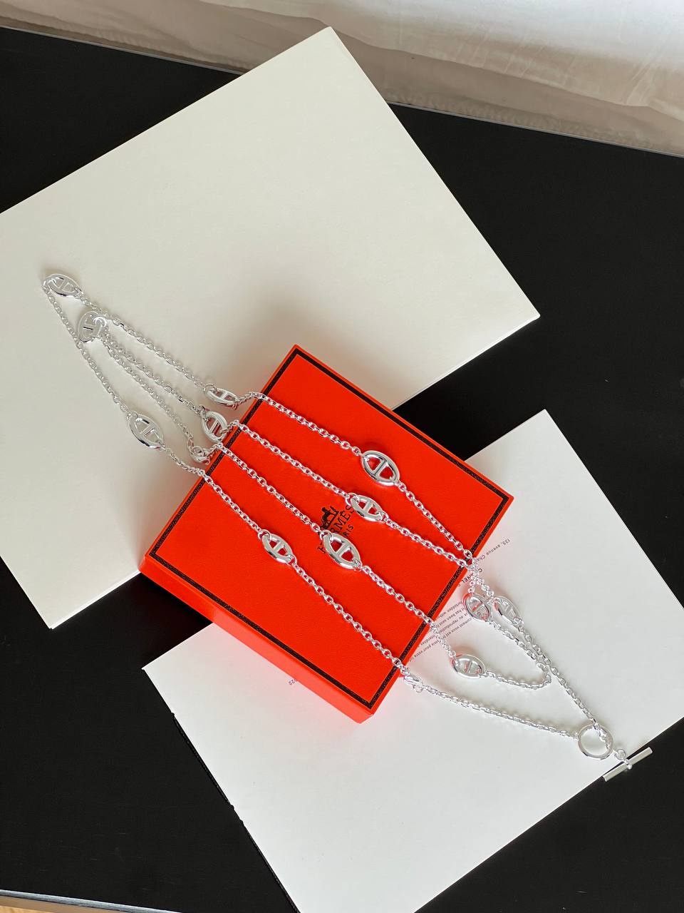Hermès Silver Multi-strand Chaine d'Ancre Anchor Chain Long Necklace