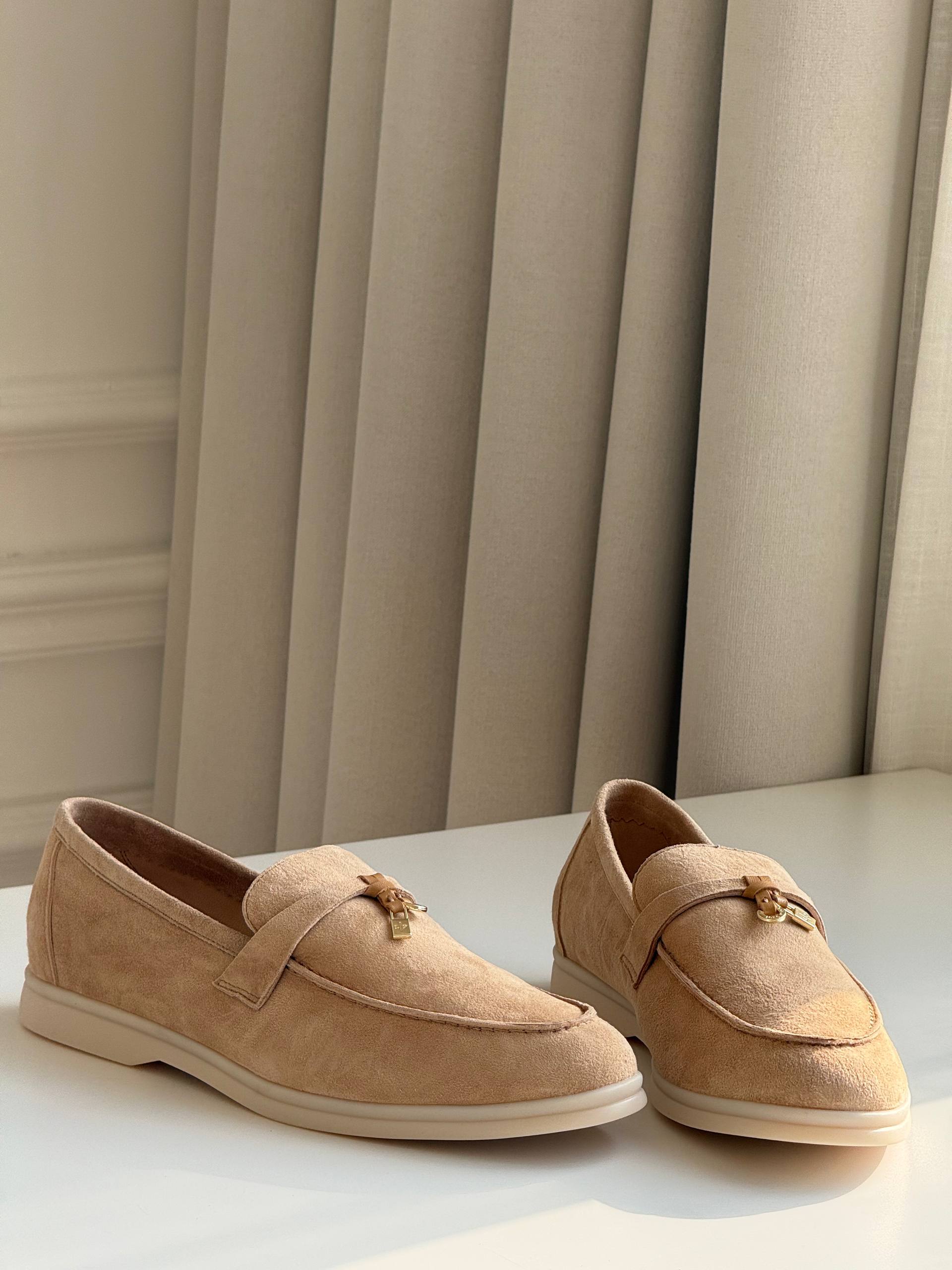Loro Piana Summer Charms Walk Suede Loafers