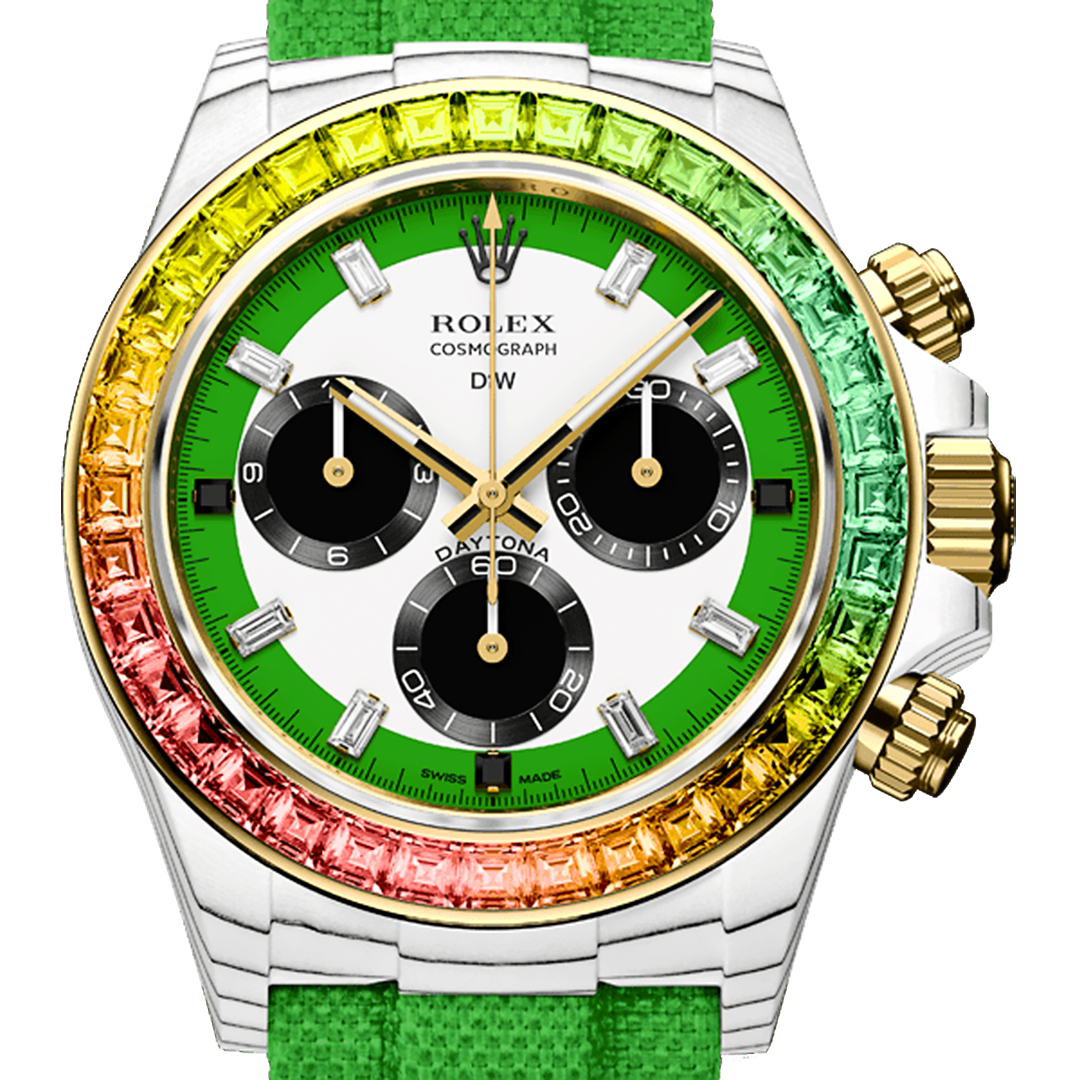 DiW Rolex Daytona RAINBOW WILD GREEN In Quartz Fiber【1:1 Replica】