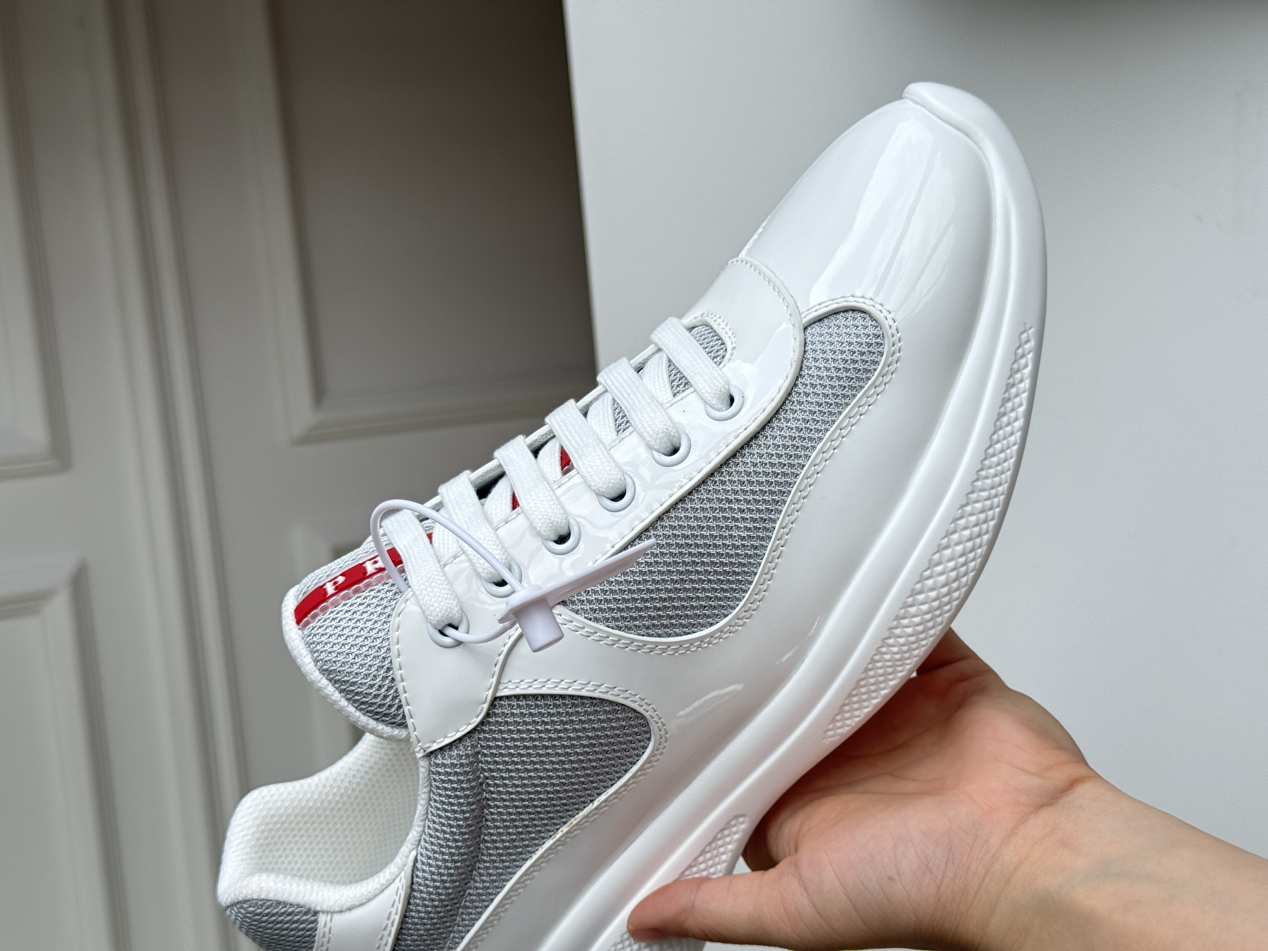 Prada America’s Cup Patent Leather & Bike Fabric Sneakers