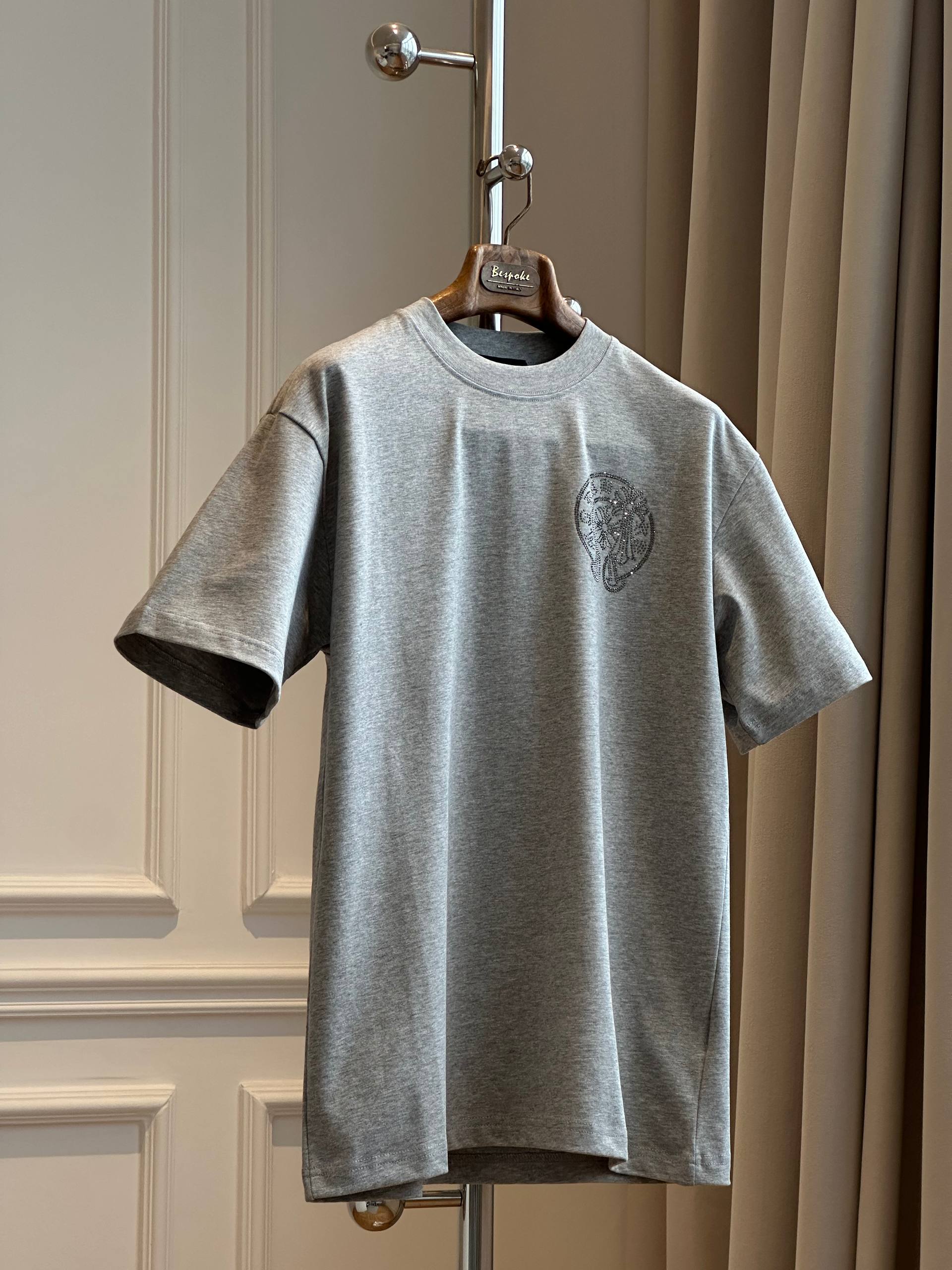 Chrome Hearts Rhinestone Crew Neck T-shirt (Heather Grey)