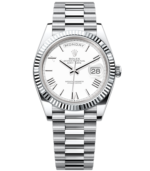 Rolex Day-Date 40 Presidential White dial, Smooth Bezel, President bracelet, Watch 228206-0028【1:1 Replica】