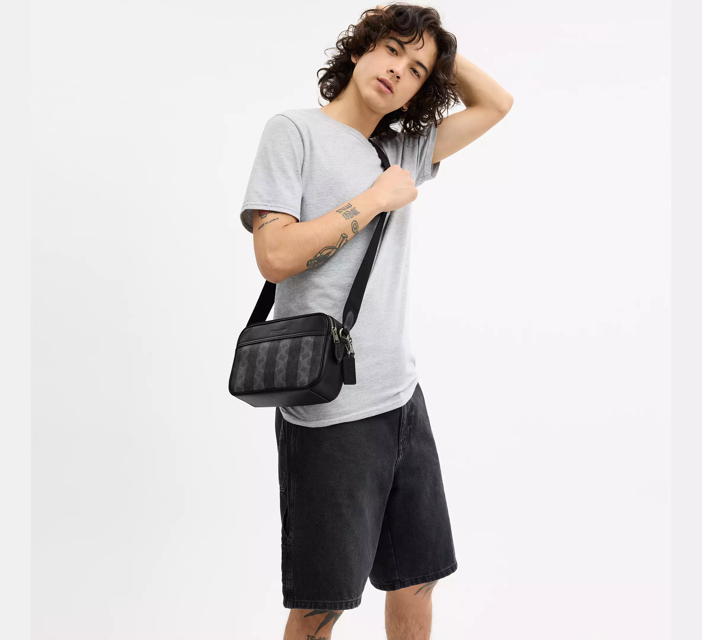 Men Handbag CDX92 Graham Crossbody Bag In Signature Canvas With Stripes