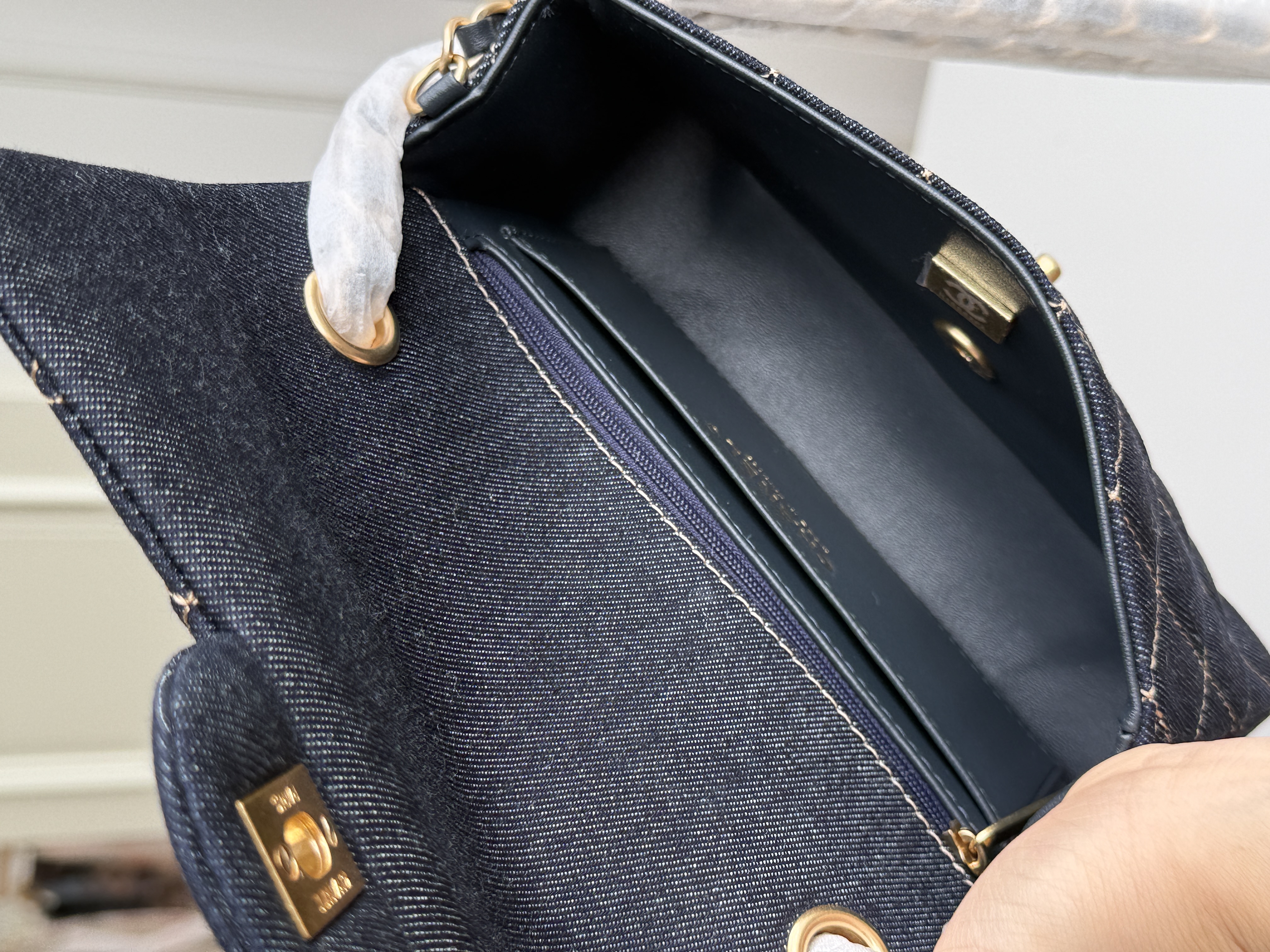 CHANEL 25C Dark Denim Mini Classic Flap
