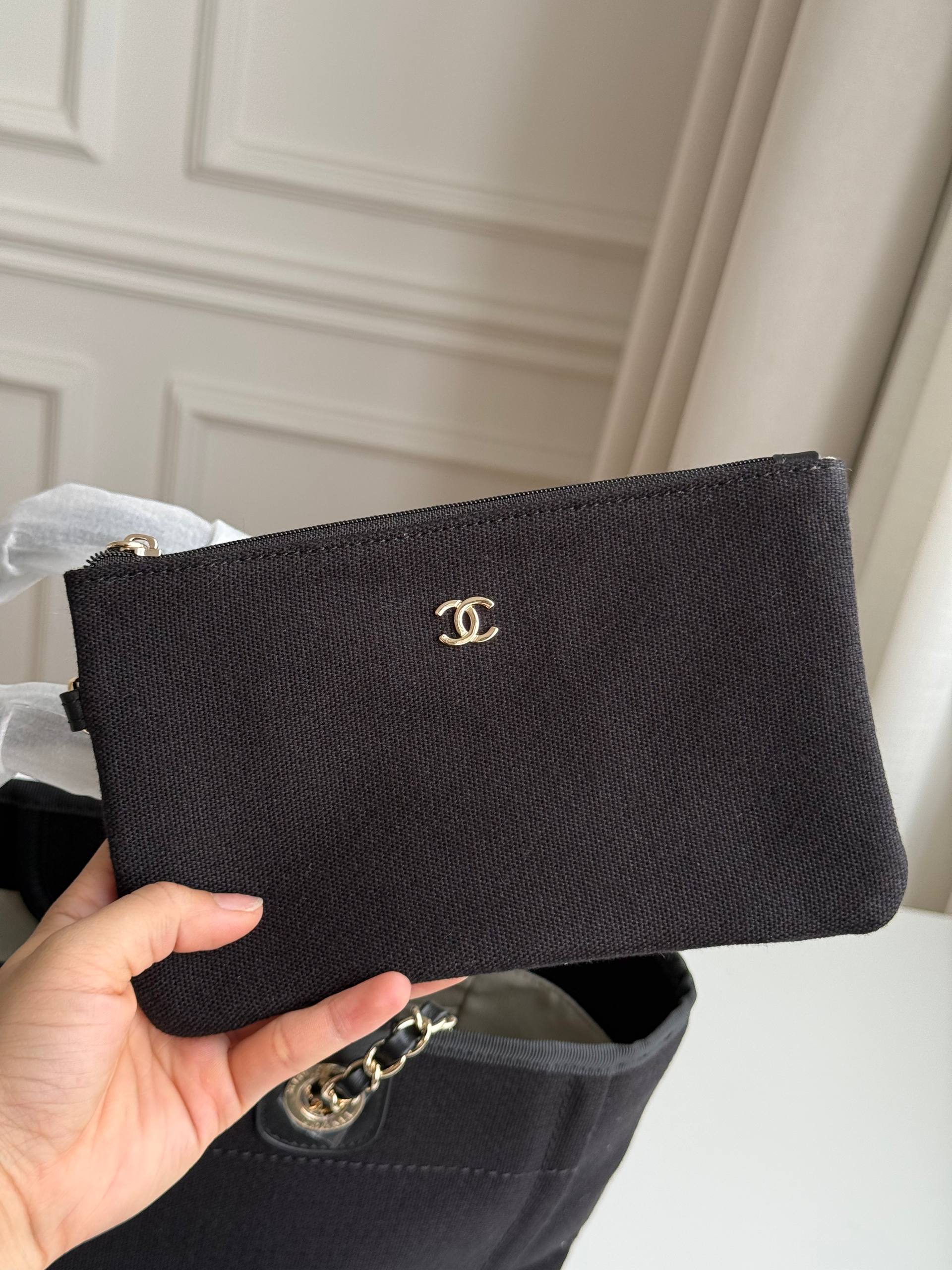 Chanel Mini Deauville Canvas Tote Handbag