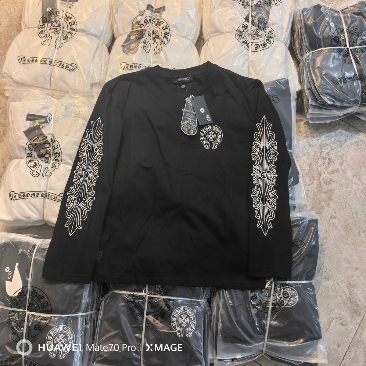 Chromehearts Large Logo Sanskrit Black Long-Sleeved T-Shirt