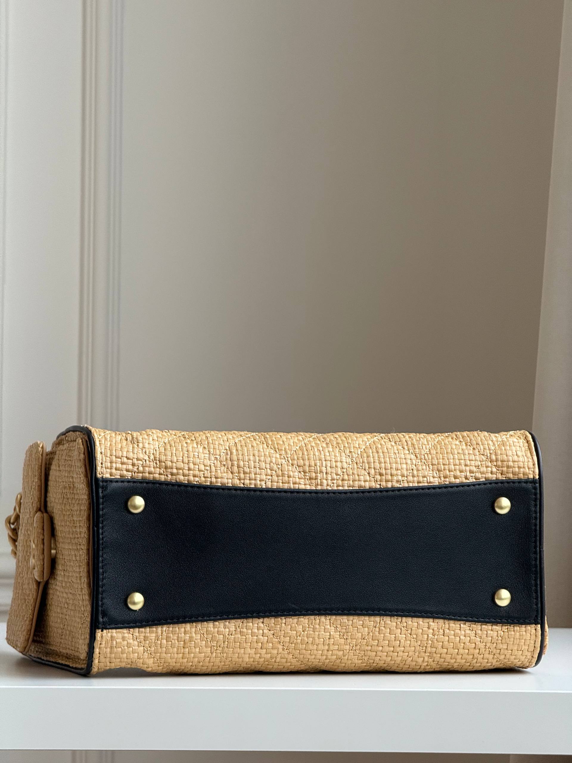 Chanel Quilted Raffia Drawstring Bucket Bag