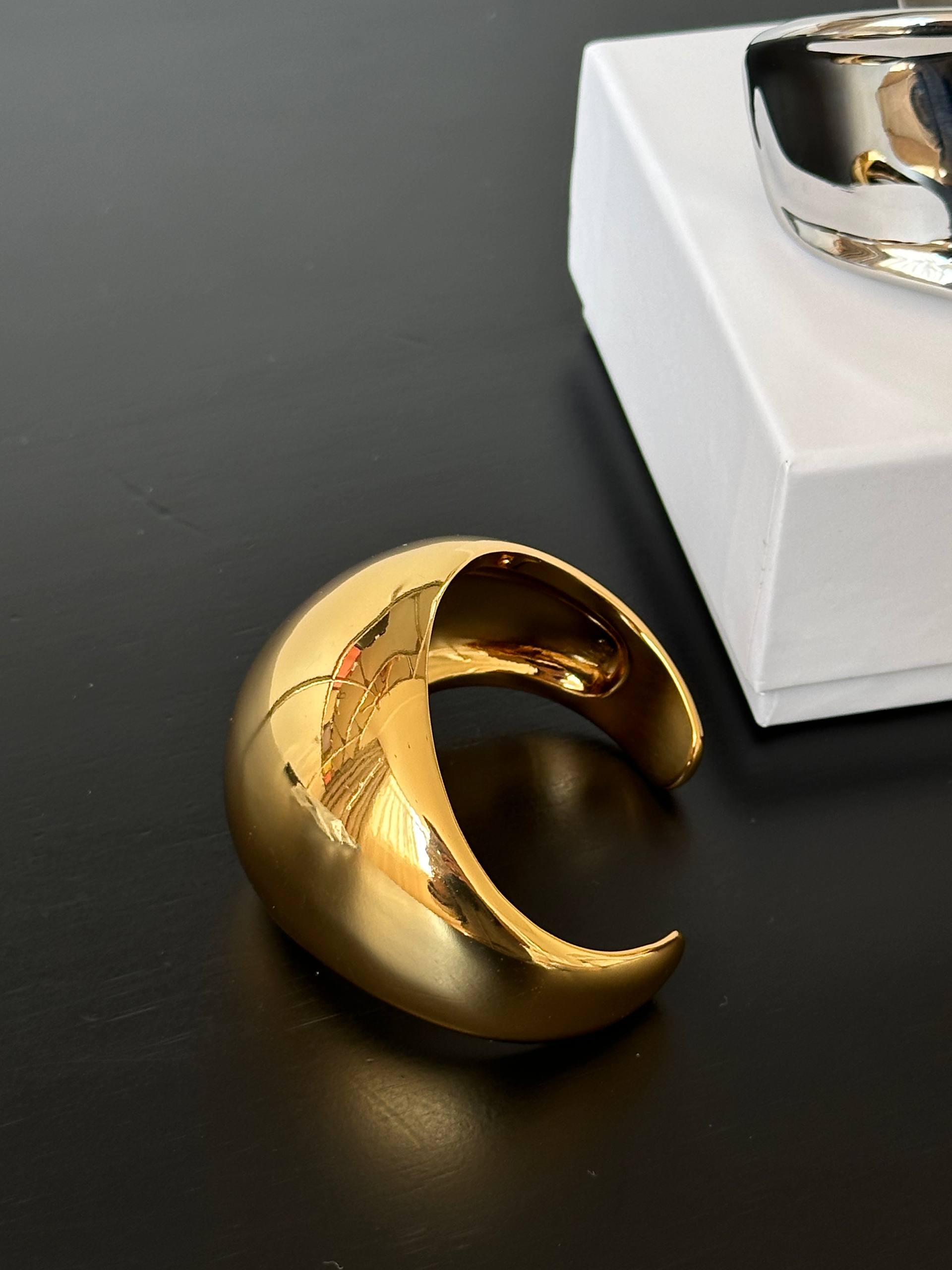 Chunky Sculptural Gold Cuff Bracelet