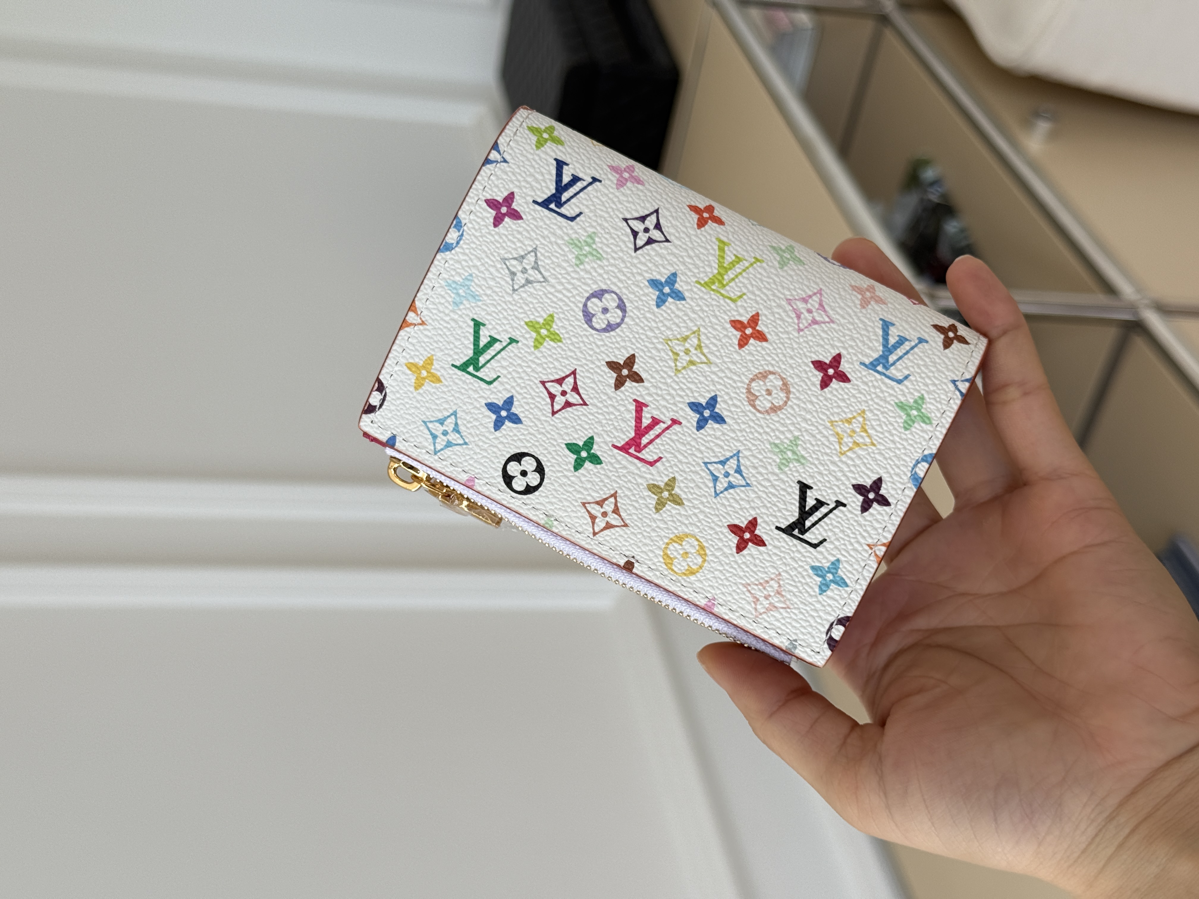 LV × Takashi Murakami White Multicolore Lisa Wallet