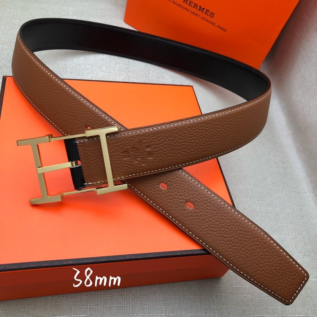 Hermes H Belt Buckle & Reversible Brown For Women, Women Belt 380MM