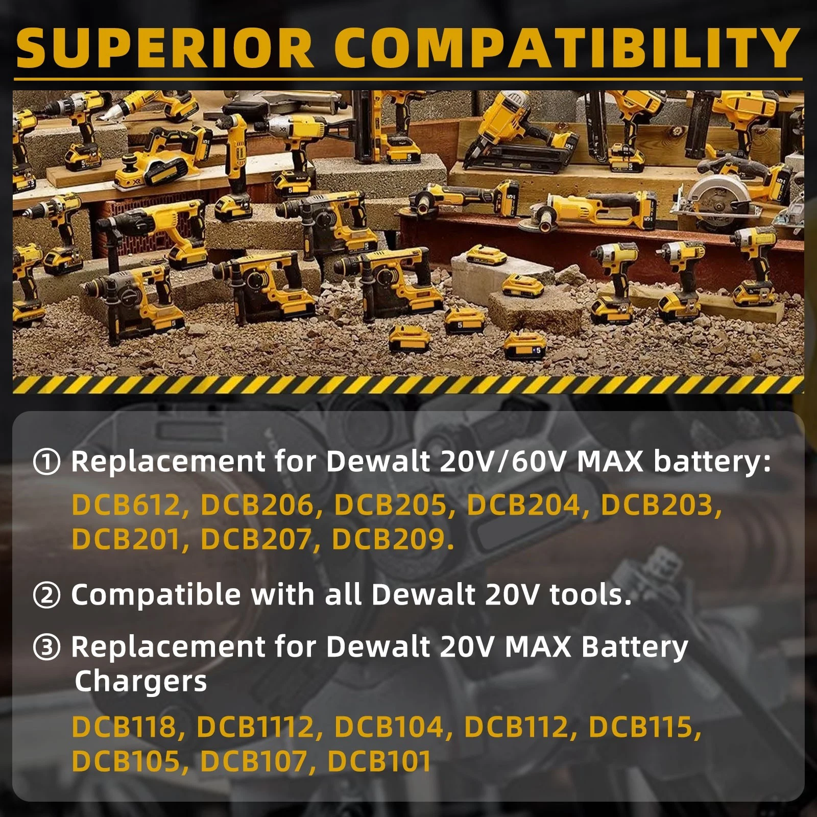 2-piece set of 9.0Ah suitable for DEWALT 20V/60V FLEX VOLT lithium-ion battery DCB609 DCB612 US