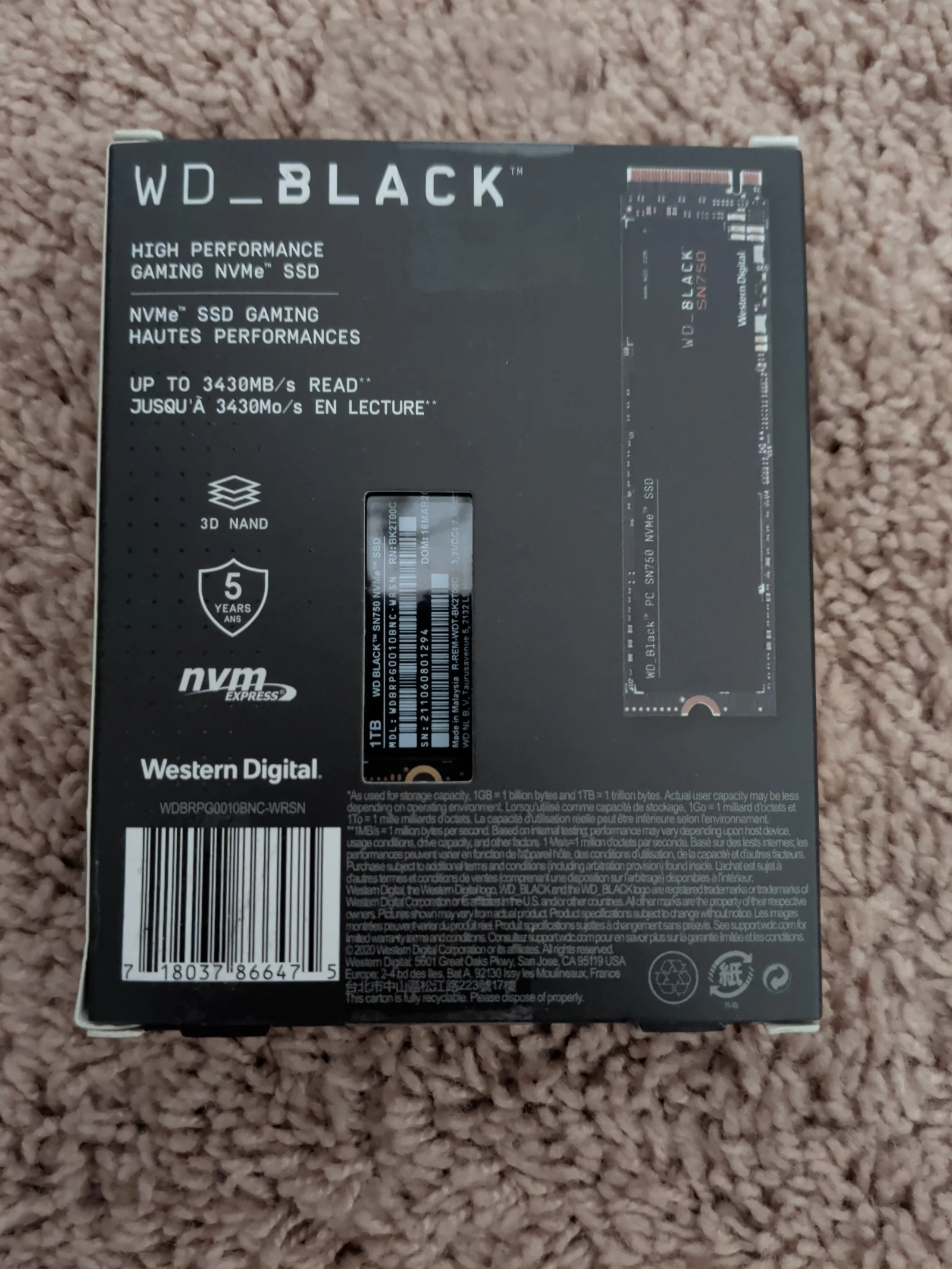 Gaming NVMe SSD Western Digital New JUF2B