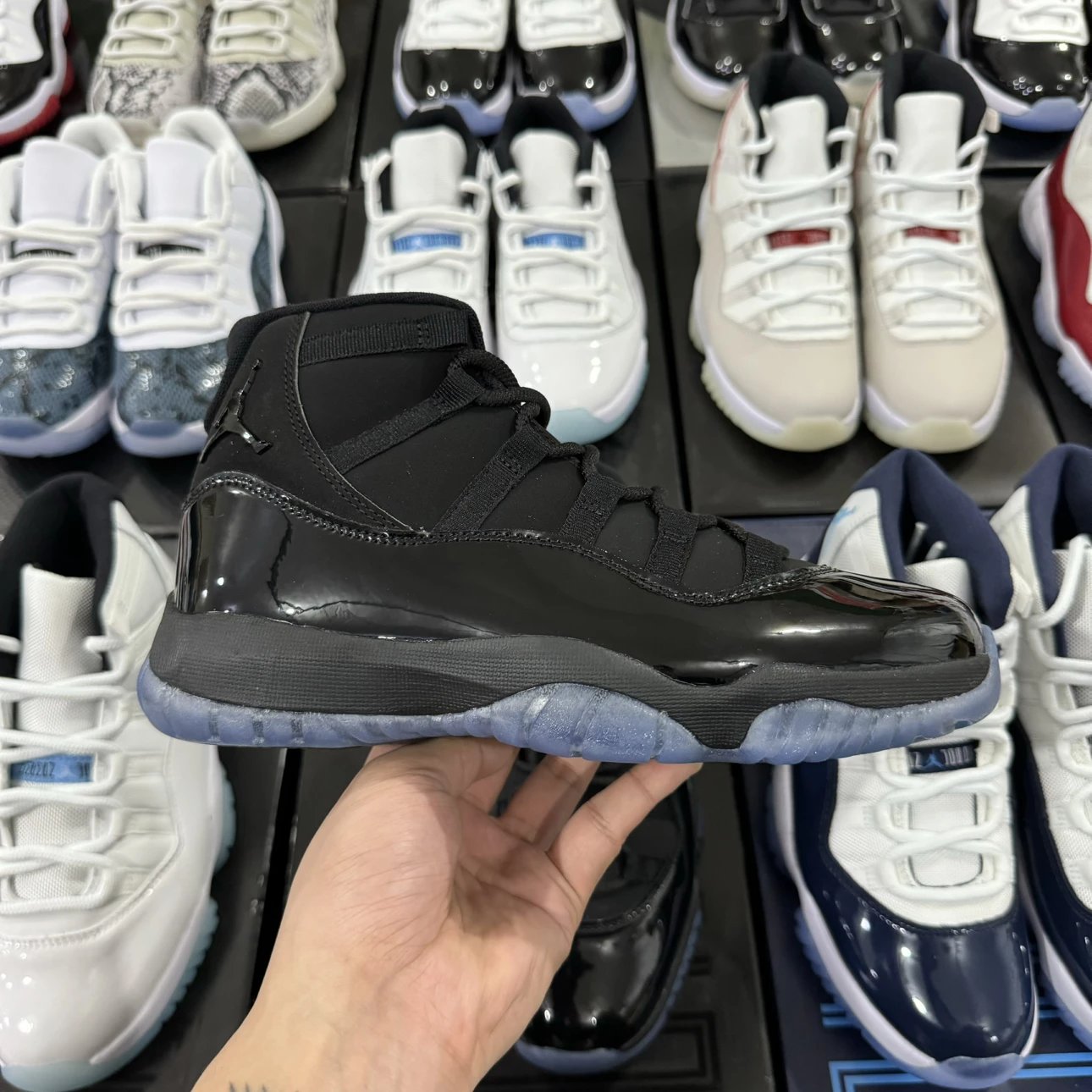 Air Jordan 11 Retro High Black with Black Logo