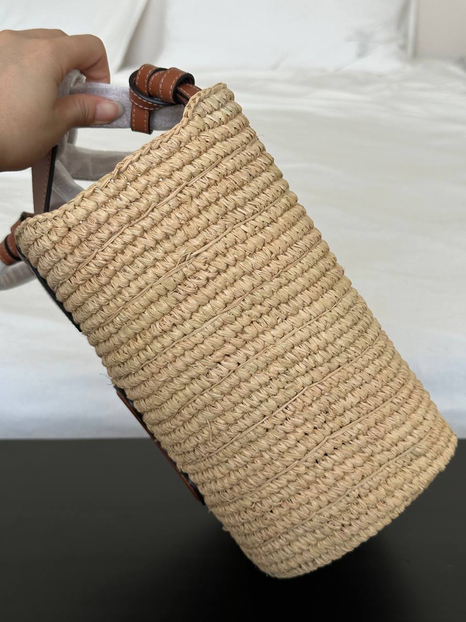 Celine Raffia Tote Bag with Triomphe Leather Patch