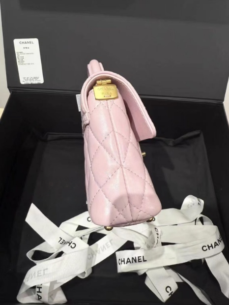 CHANEL MINI RECTANGULAR FLAP BAG WITH TOP PINK SMALL 20CM