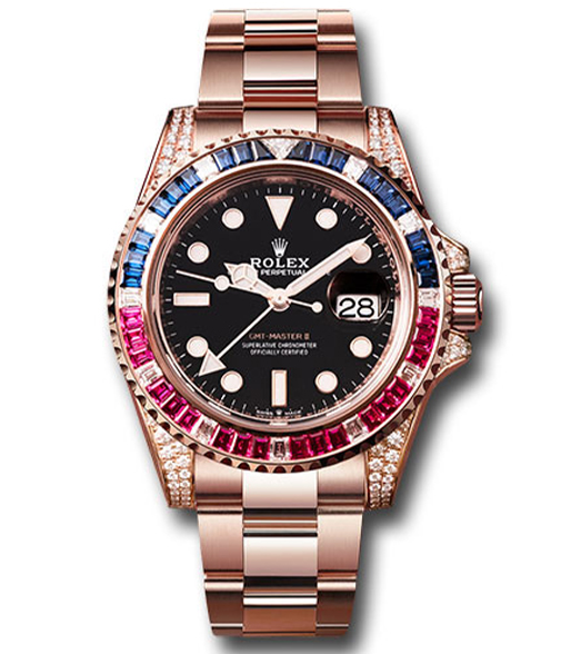 Rolex GMT Master II 126755SARU 40mm 18kt Steel Automatic Diamond Black Dial【1:1 Replica】