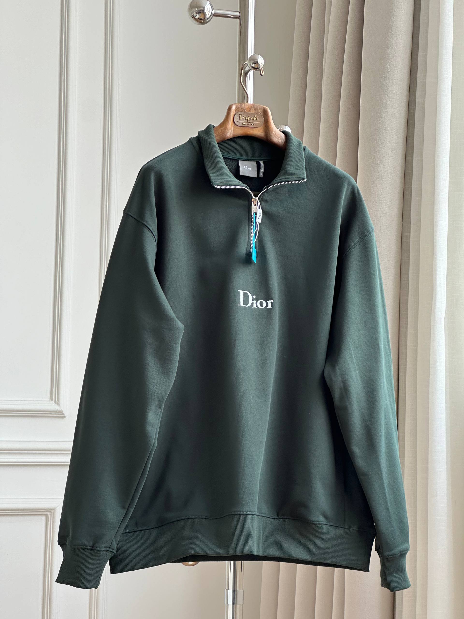 Dior Logo Embroidered Half-Zip Stand Collar Sweatshirt