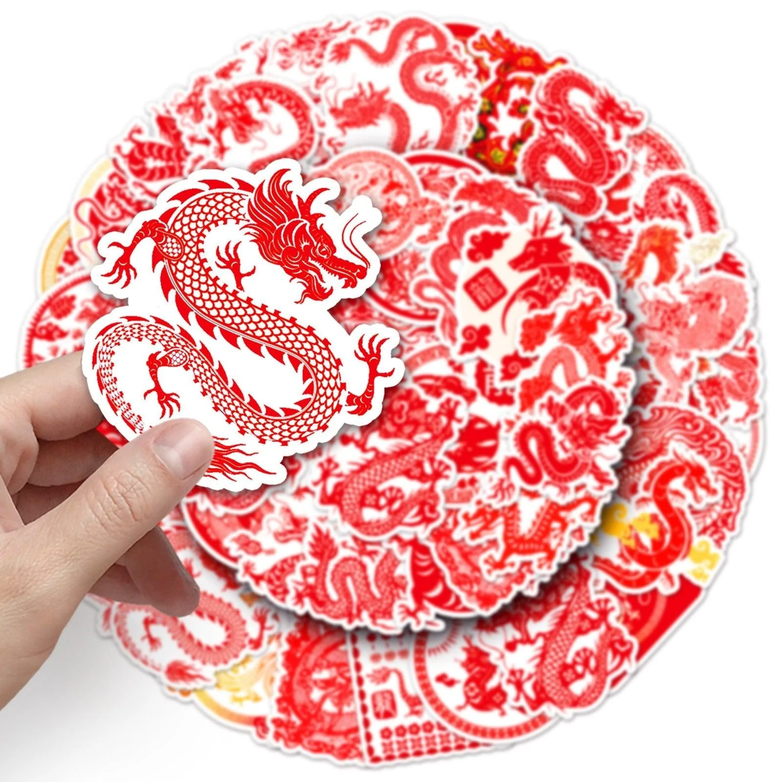 1045 （50 Chinese Dragon Red Stickers）