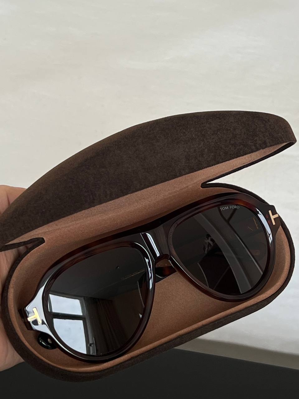 Tom Ford Tortoise Round Frame T Logo Sunglasses