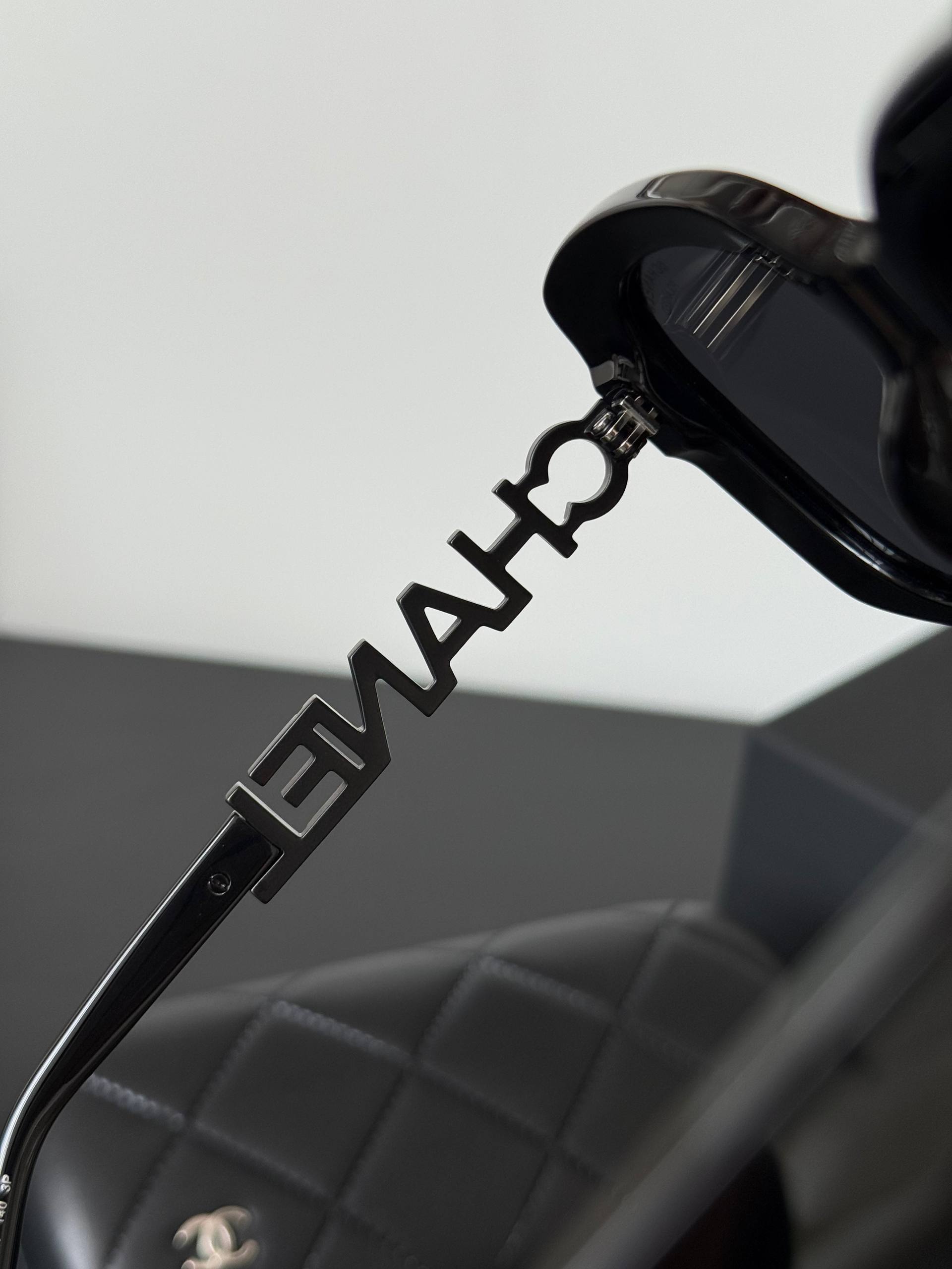 Chanel Thick Frame Letter Temple Polarized Cat-eye Sunglasses