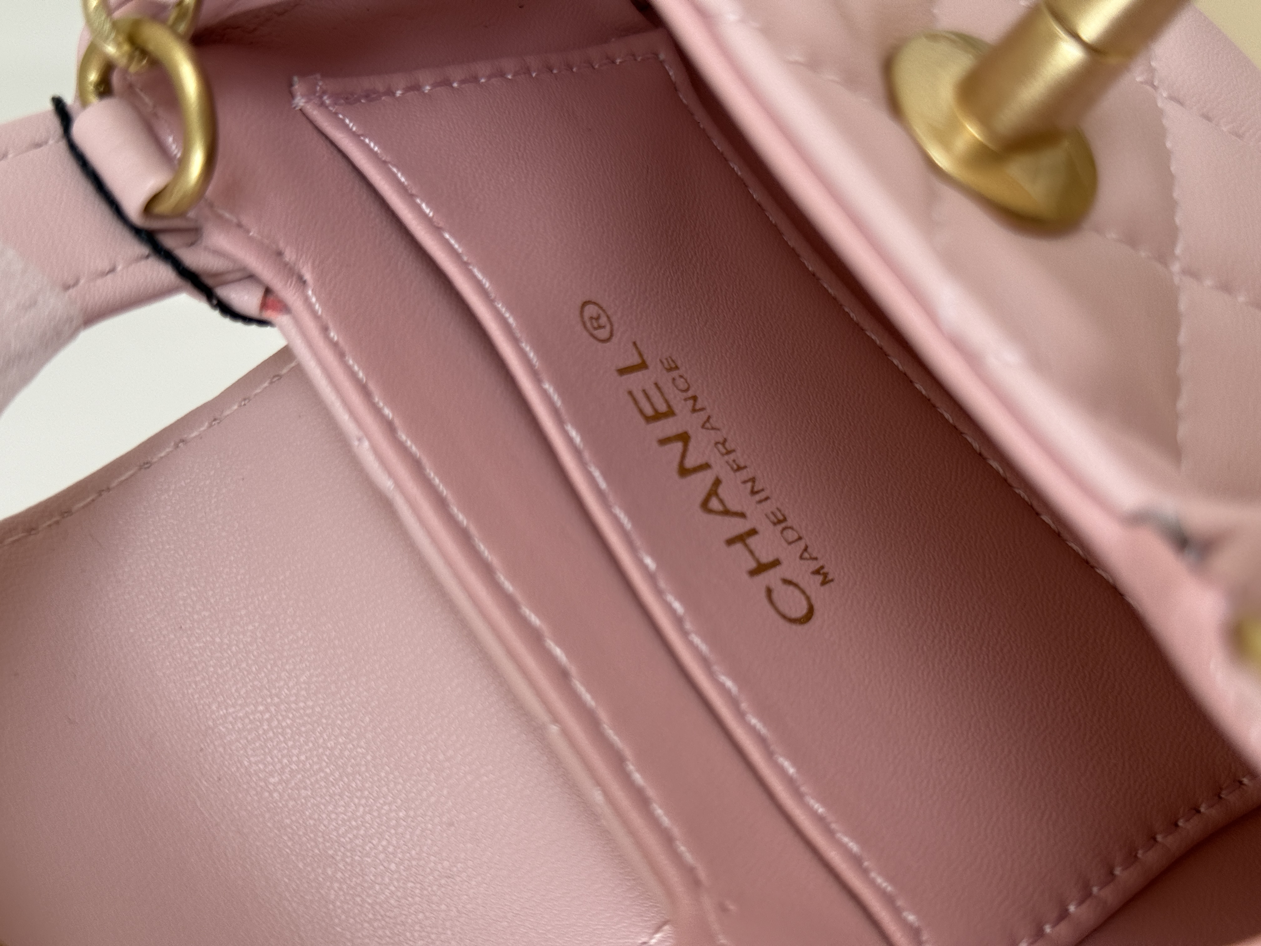 Chanel Cherry Blossom Pink Smooth Lambskin Mini Top Handle Quilted Crossbody Bag With Gold CC Turnlock