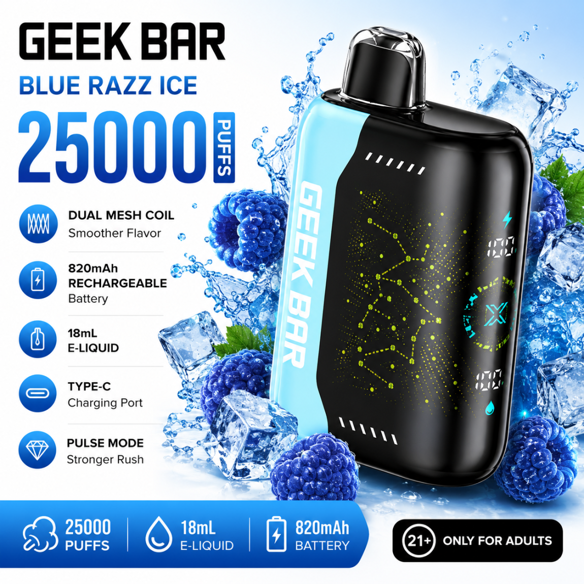 🔥GEEK BAR Disposable e-cigarettes - 25000 puffs👉Delivered Within 1–3 Business Days！
