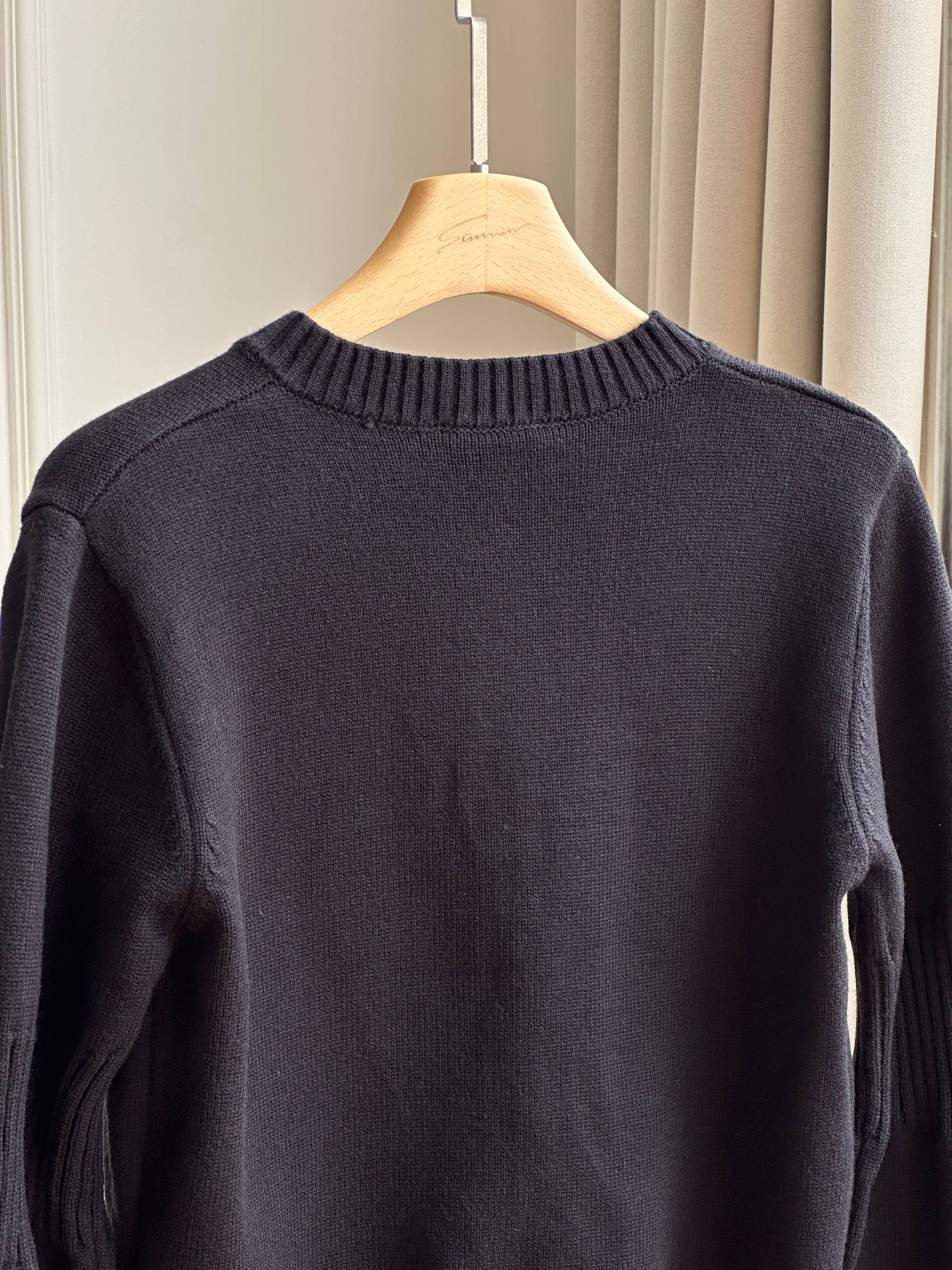 Chanel Classic Double C Buckle Black Crew Neck Knit Cardigan