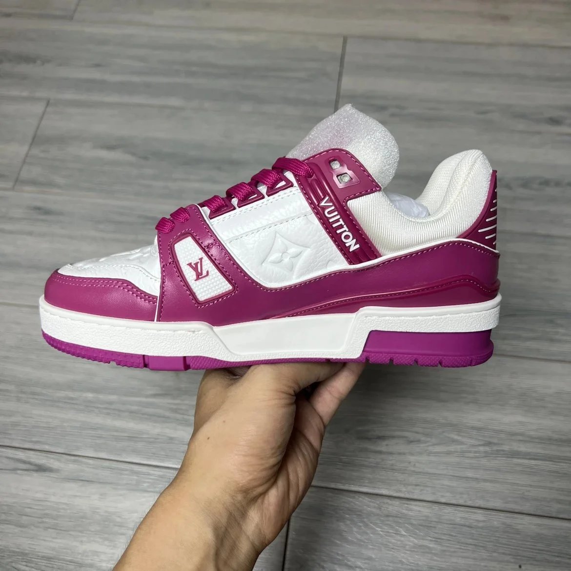 LV Trainer Dark Pink & white Color
