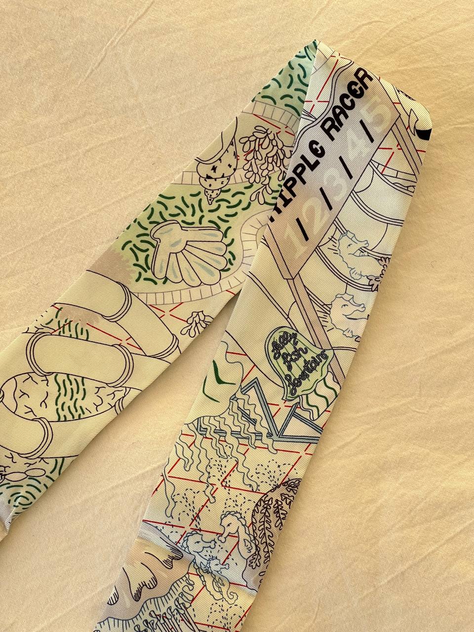Hermès Light Base Printed Landscape Silk Twilly Scarf