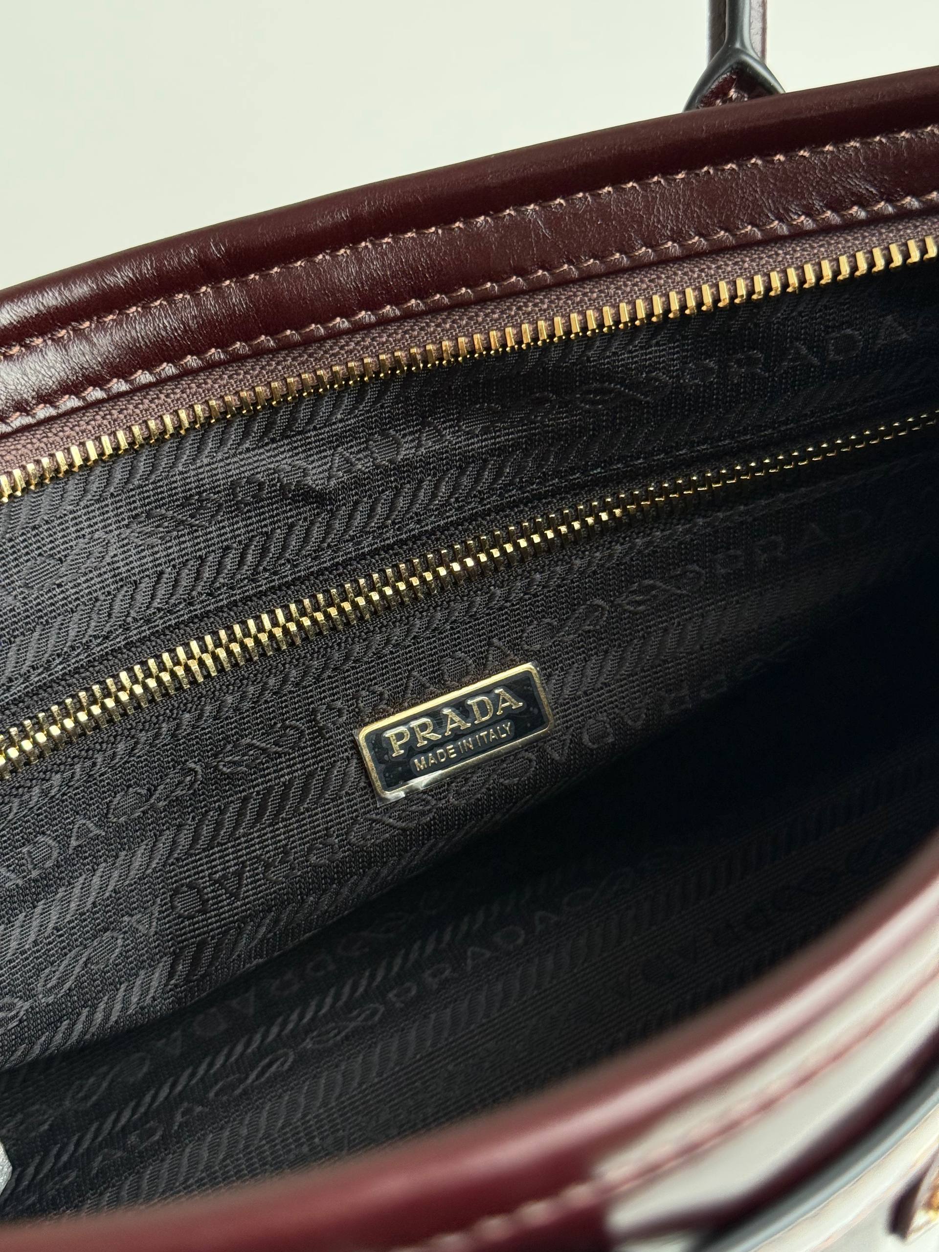 Prada Bonnie Dark Brown Antiqued Leather Tote
