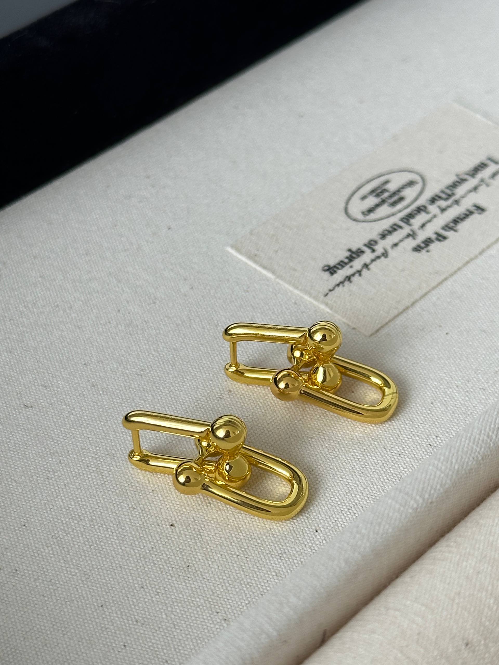 Tiffany HardWear Gold Link Stud Earrings