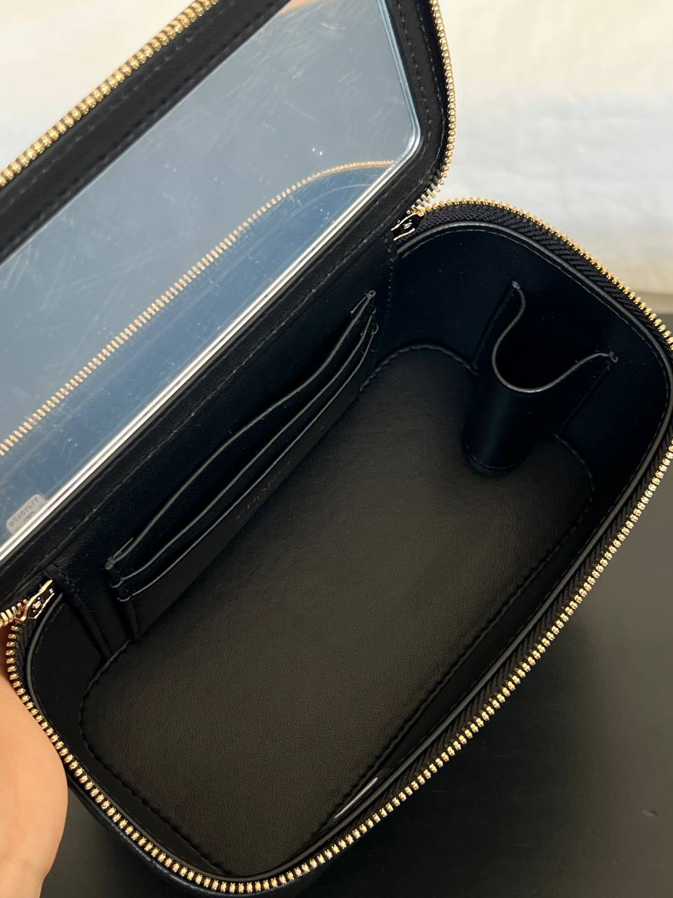 Chanel Black Lambskin Quilted Cosmetic Vanity Case