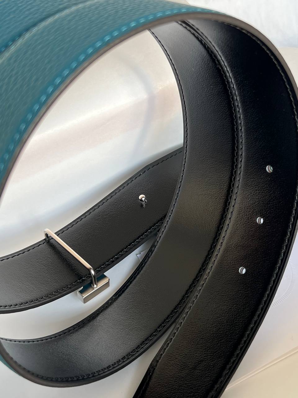 Hermès Dark Brown Grain Leather T Buckle Reversible Belt