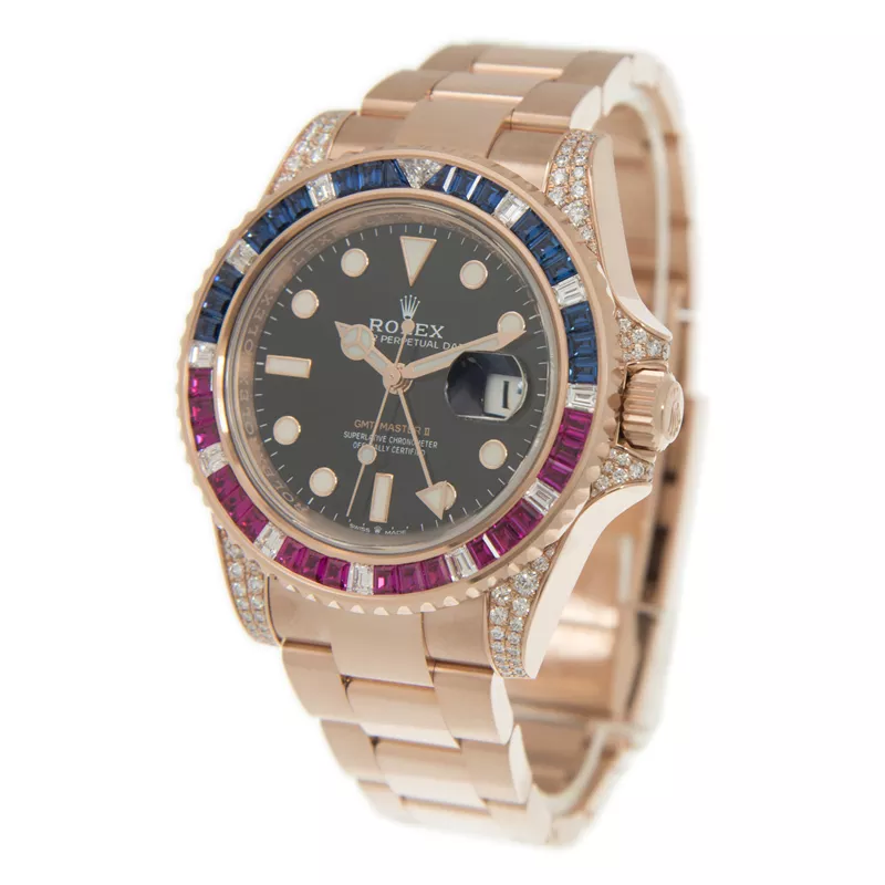 Rolex GMT Master II 126755SARU 40mm 18kt Steel Automatic Diamond Black Dial【1:1 Replica】