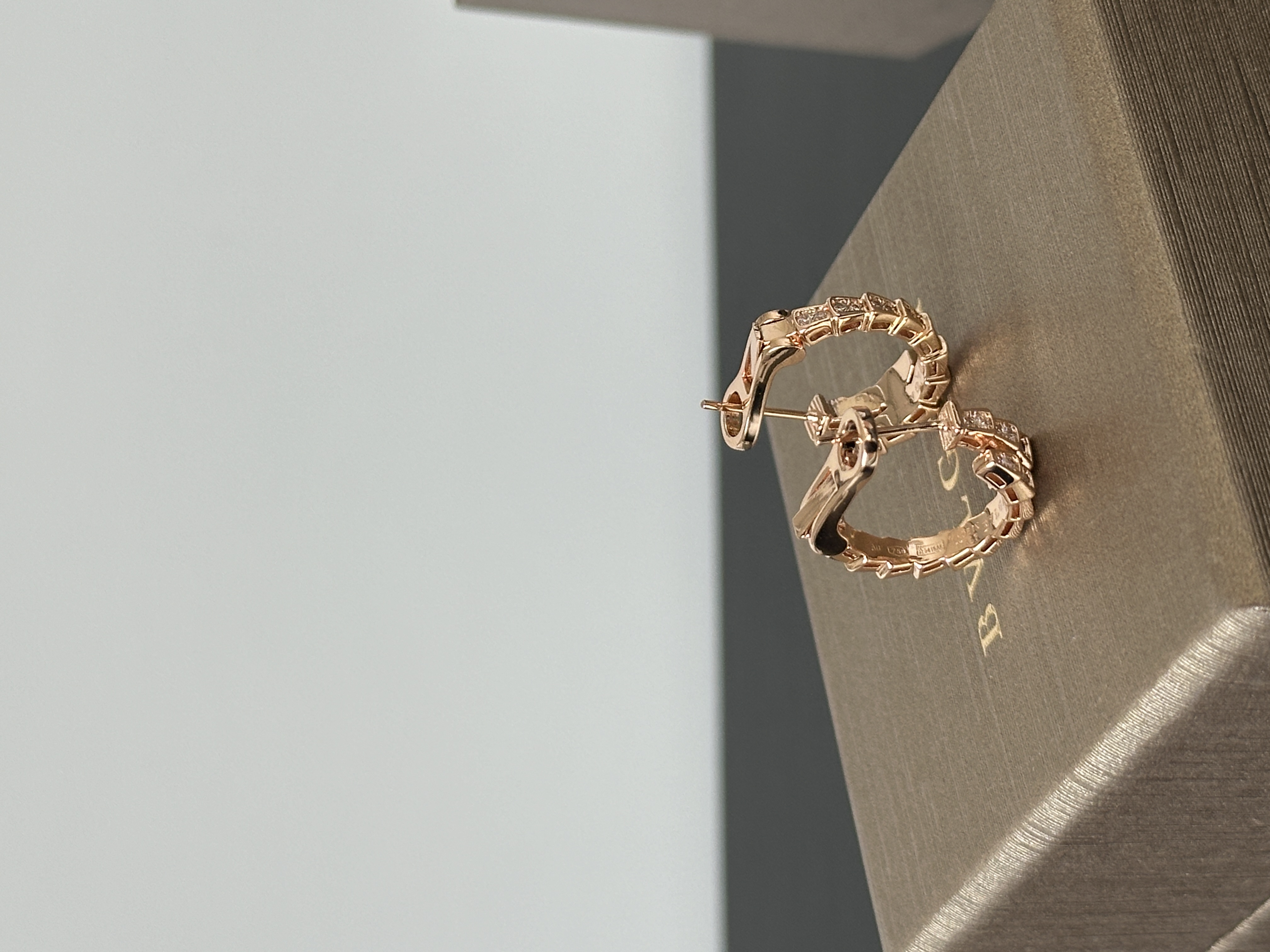 Bvlgari Serpenti Viper Rose Gold Half-pave Diamond Hoop Earrings