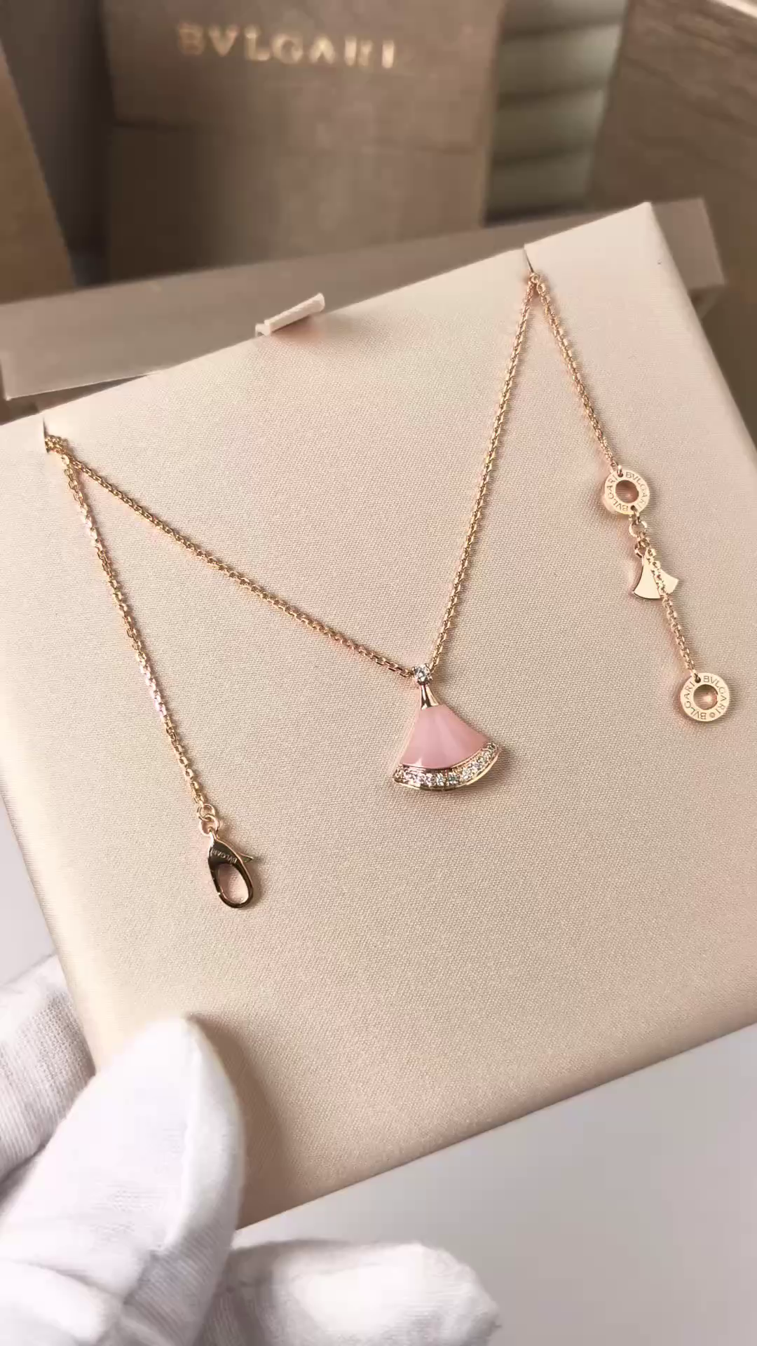 Bulgari Limited Edition Cherry Blossom Pink Dress Necklace