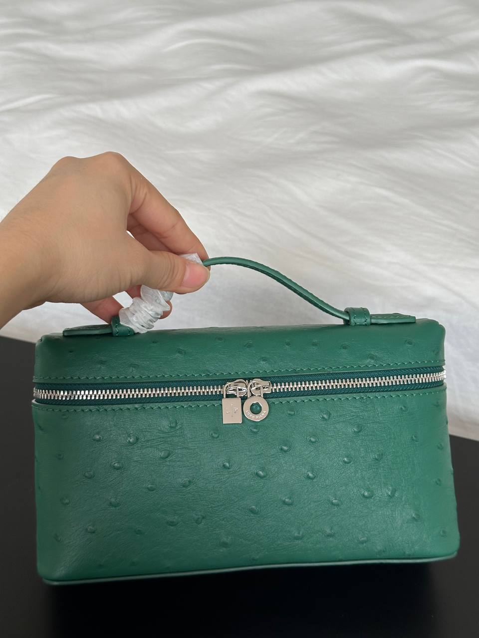 Loro Piana Extra Pocket Ostrich Leather Handheld Cosmetic Case