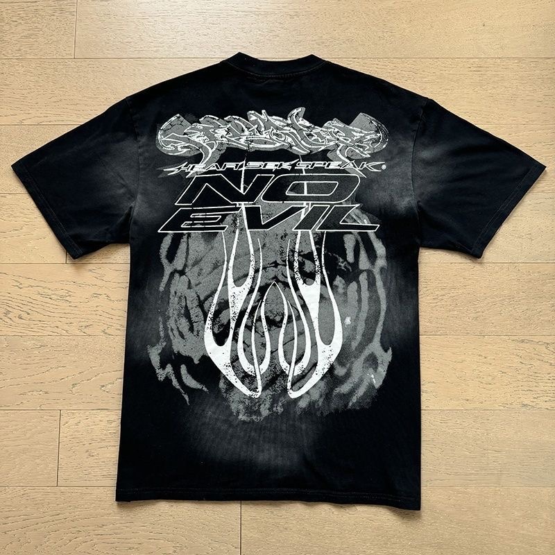 Hellstar Washed Retro Print Cross-border Trend Unisex Loose Round Neck Short Sleeve T-Shir