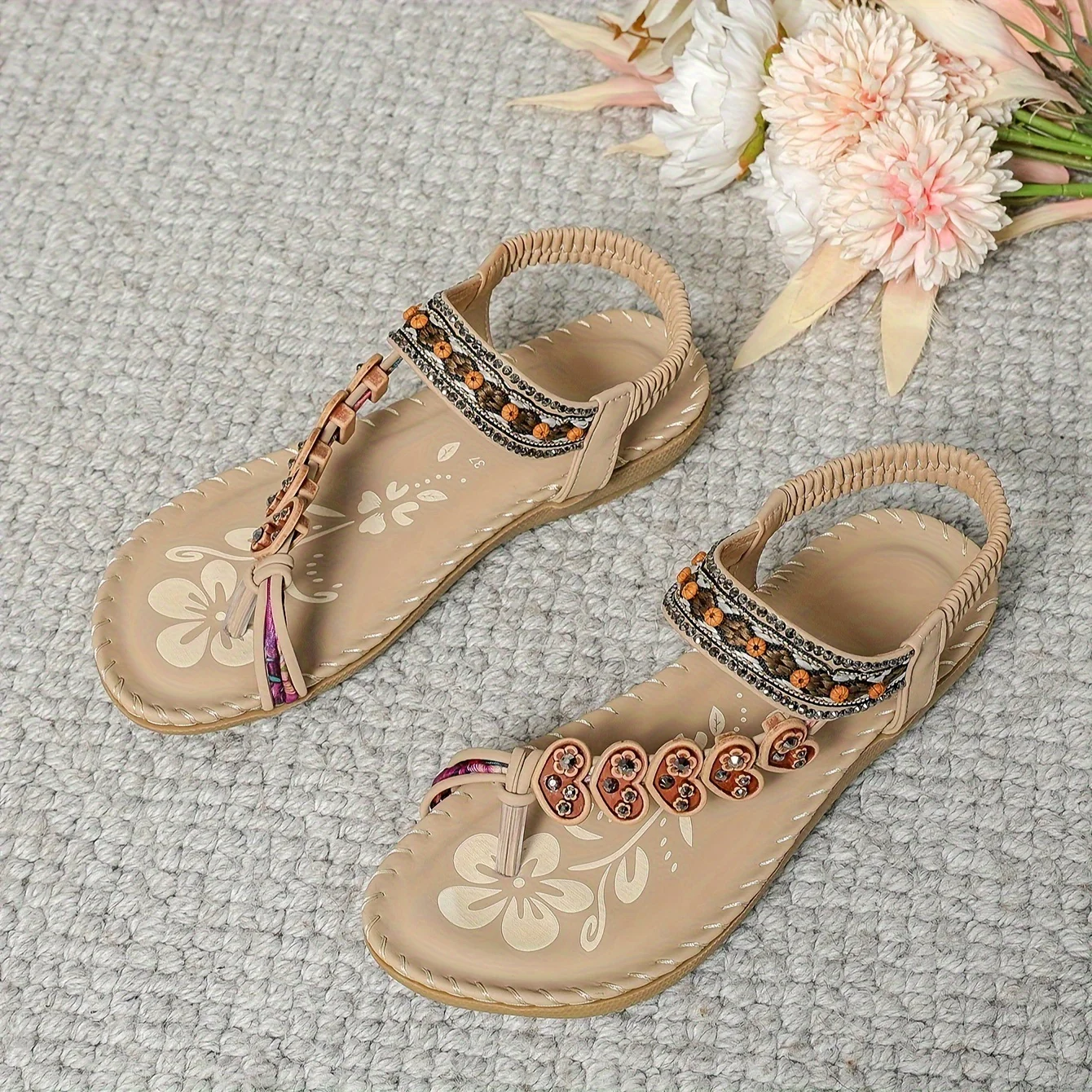 Sandales Bohèmes à Perles et Strass 