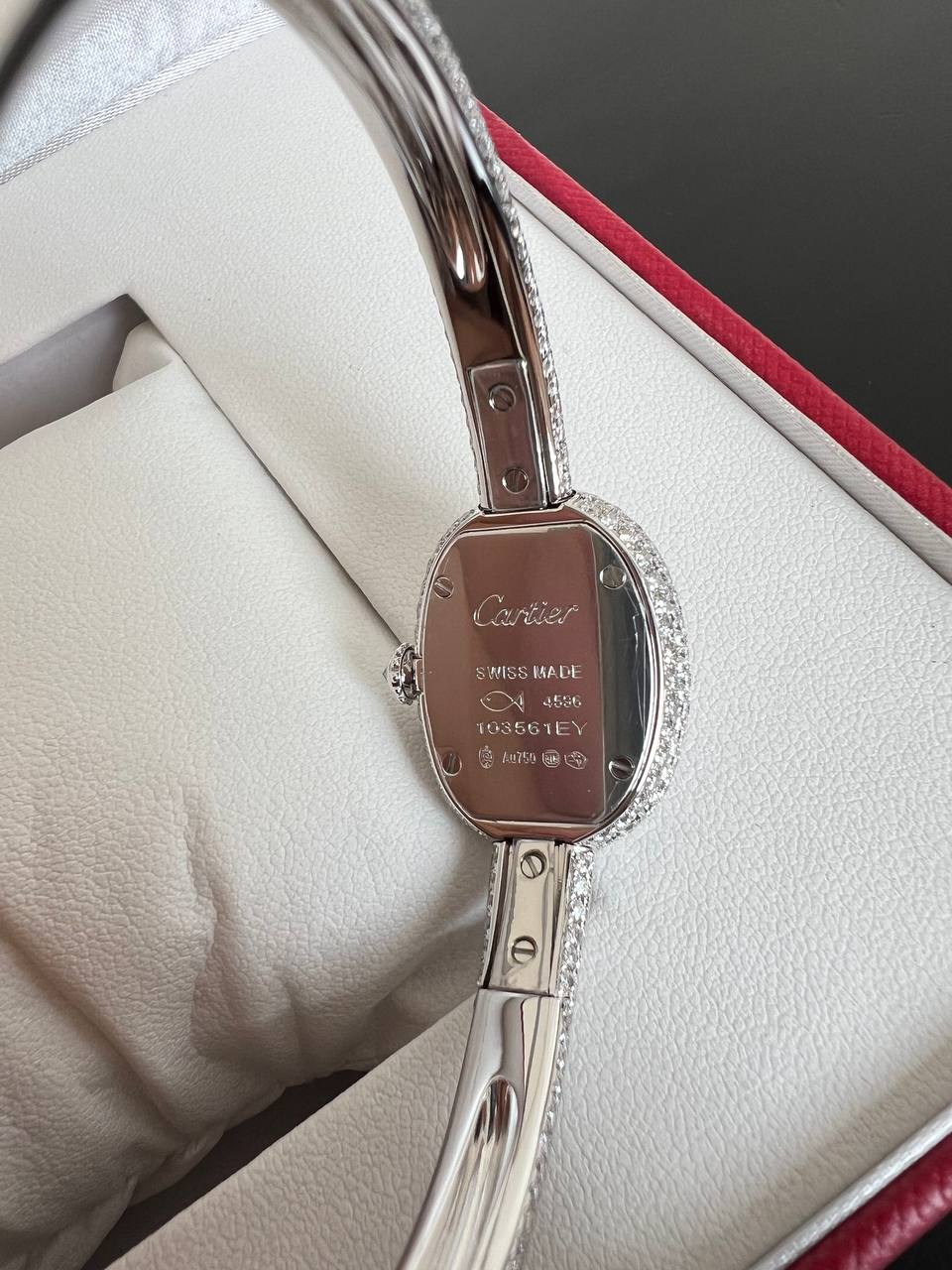 Cartier Oval Full Diamond Bangle Style Ladies Watch
