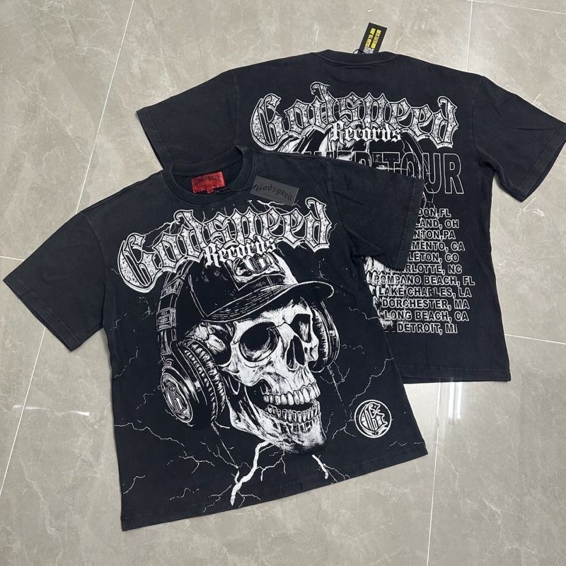 Godspeed Big Skull Tee Washed Black