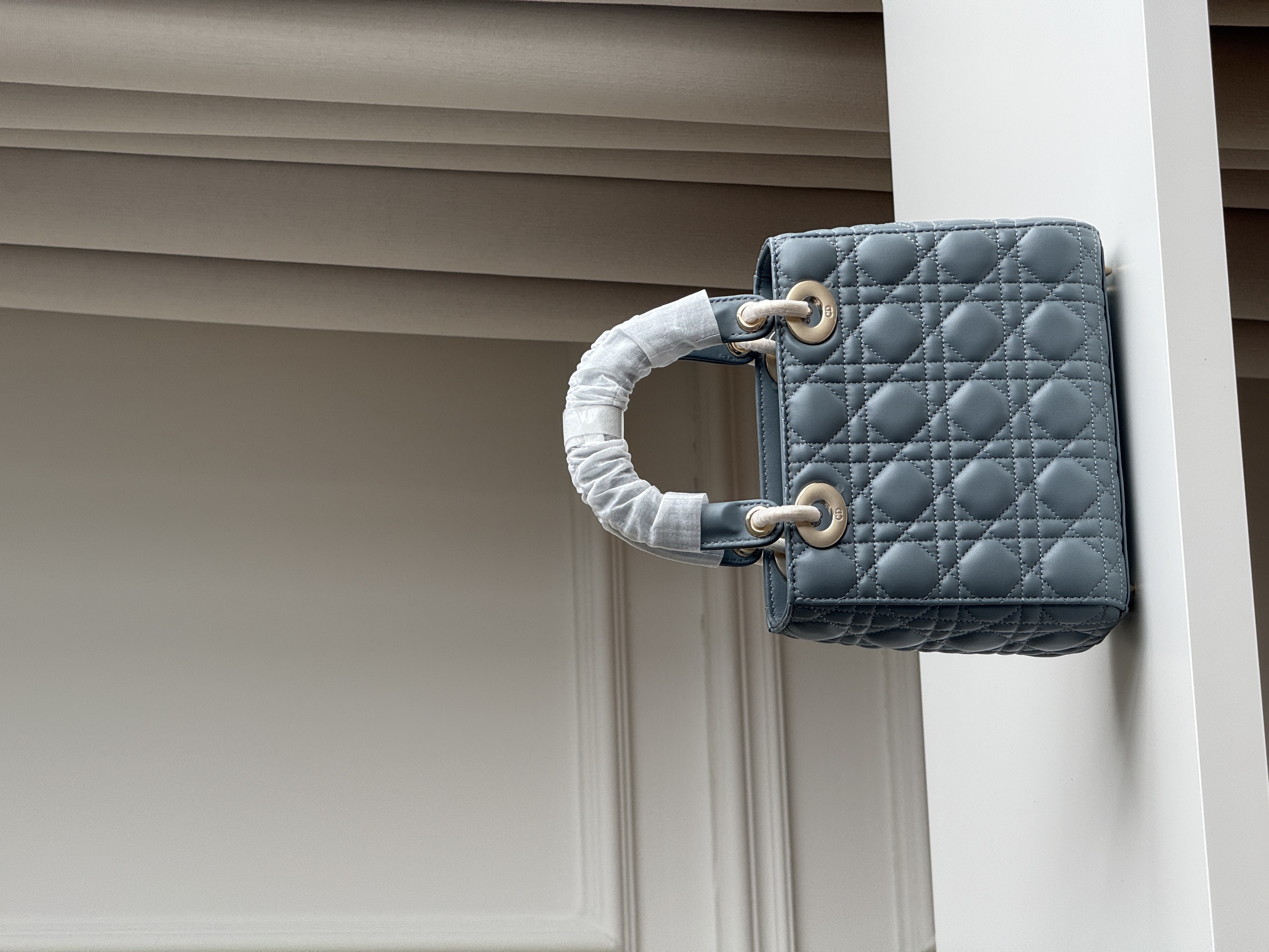 Dior Lady Dior Matte Lambskin Lady Dior Bag in Haze Blue