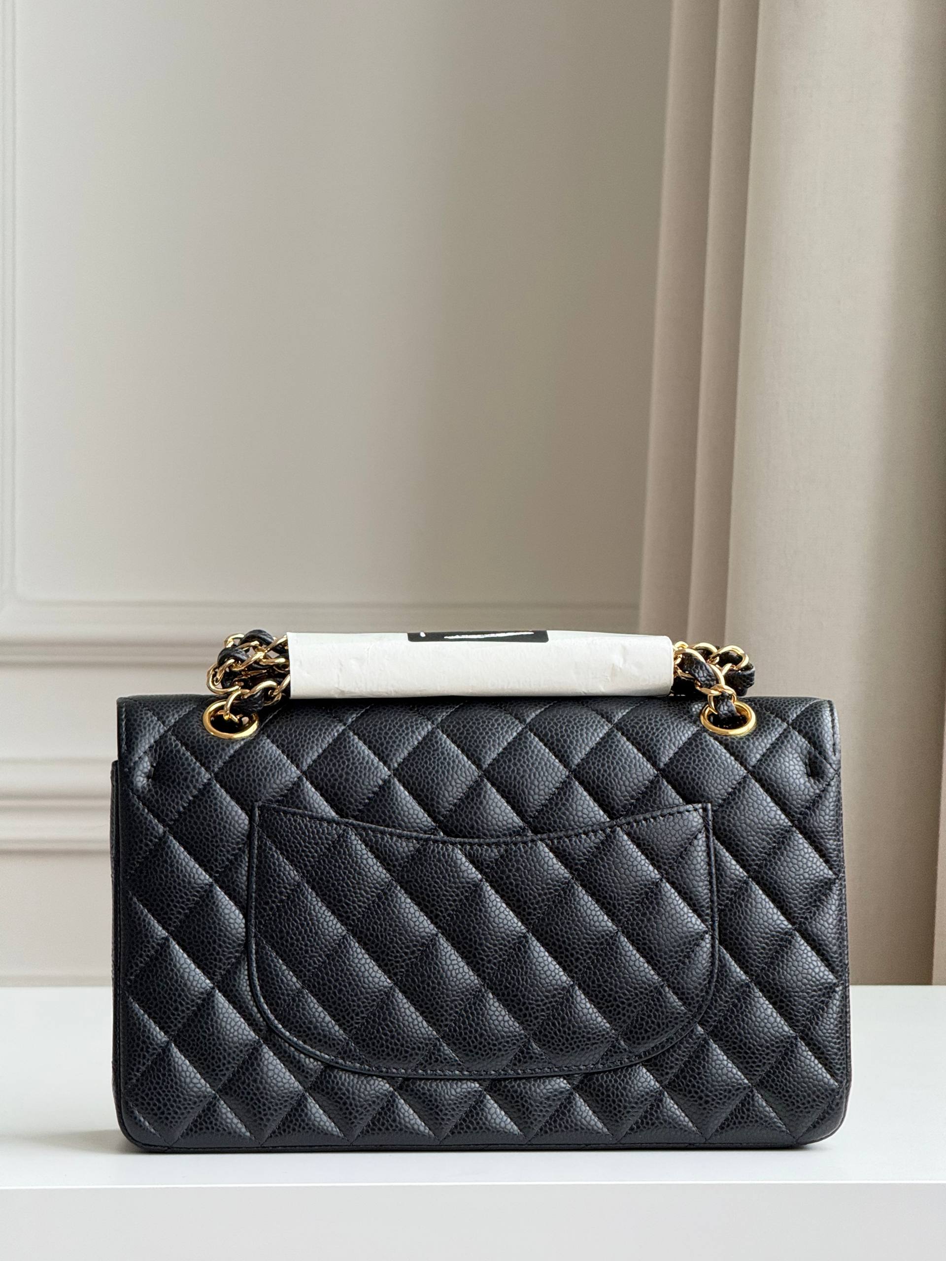 Chanel Medium Classic Flap Black Caviar Leather Gold Hardware Bag