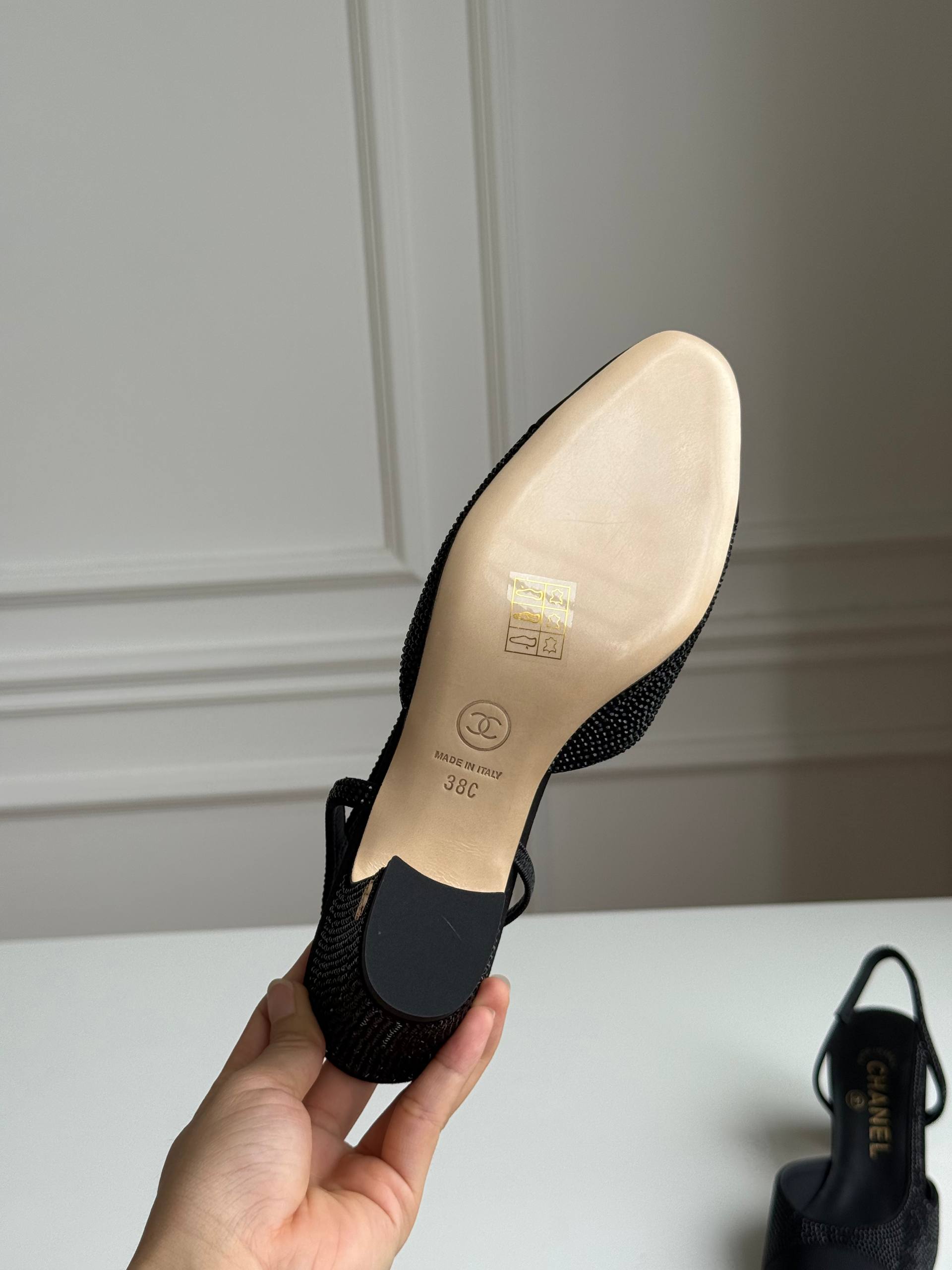 CHANEL Slingbacks, Strass and Satin