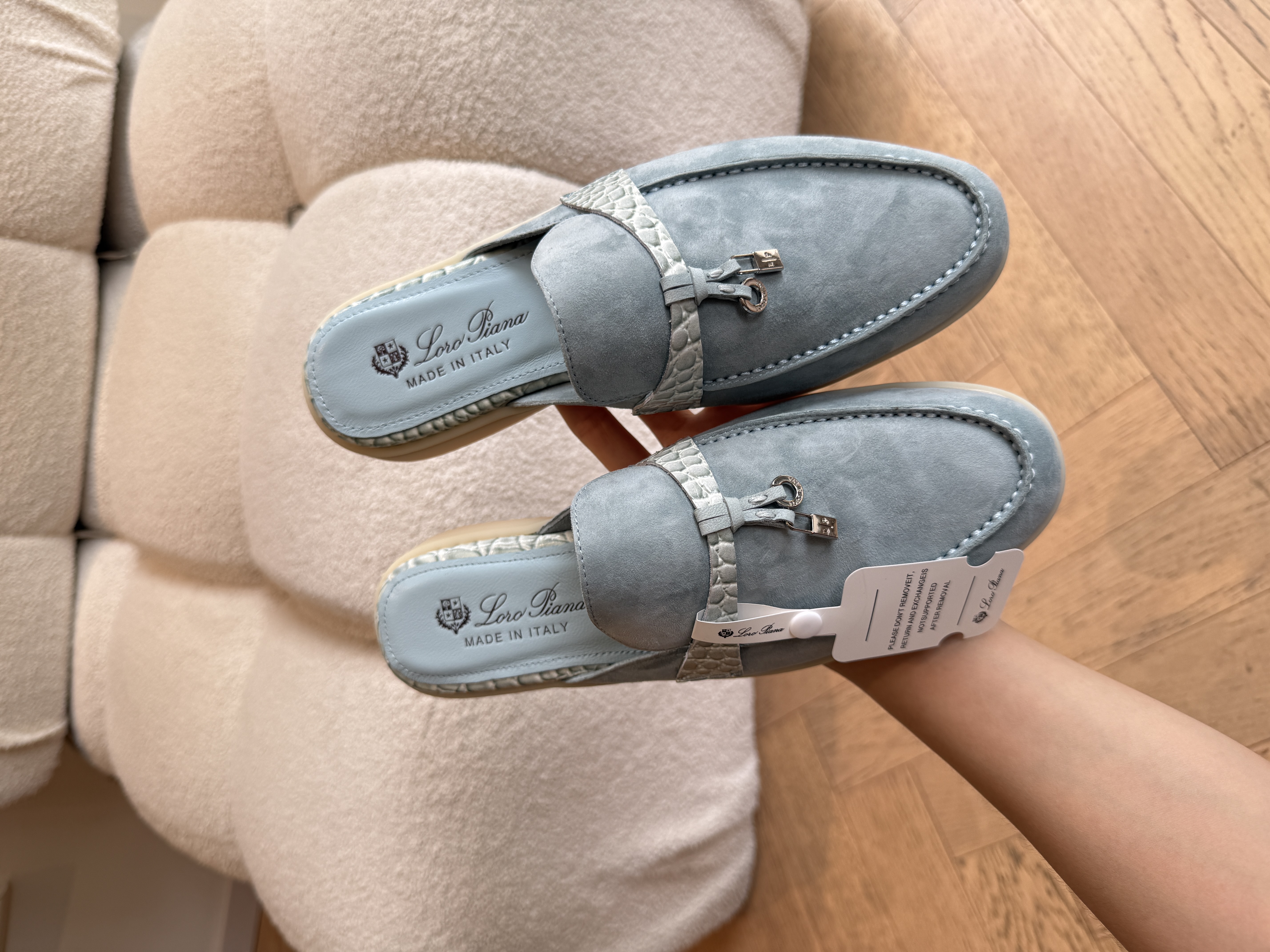 Loro Piana Babouche Charms Walk Closed-Toe Mule Slippers