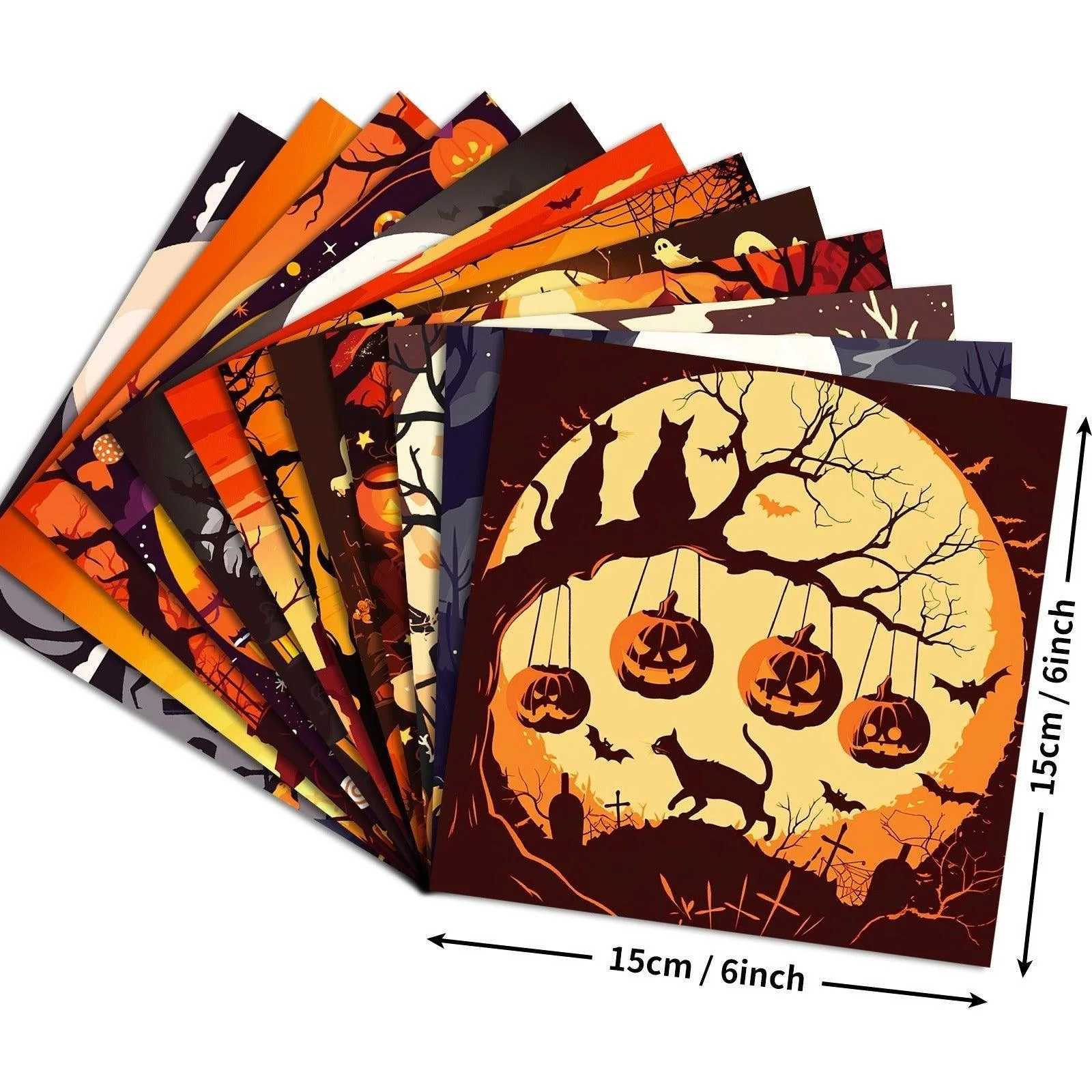 2115 12 Halloween Material Paper Handbook Collage Pumpkin Spooky